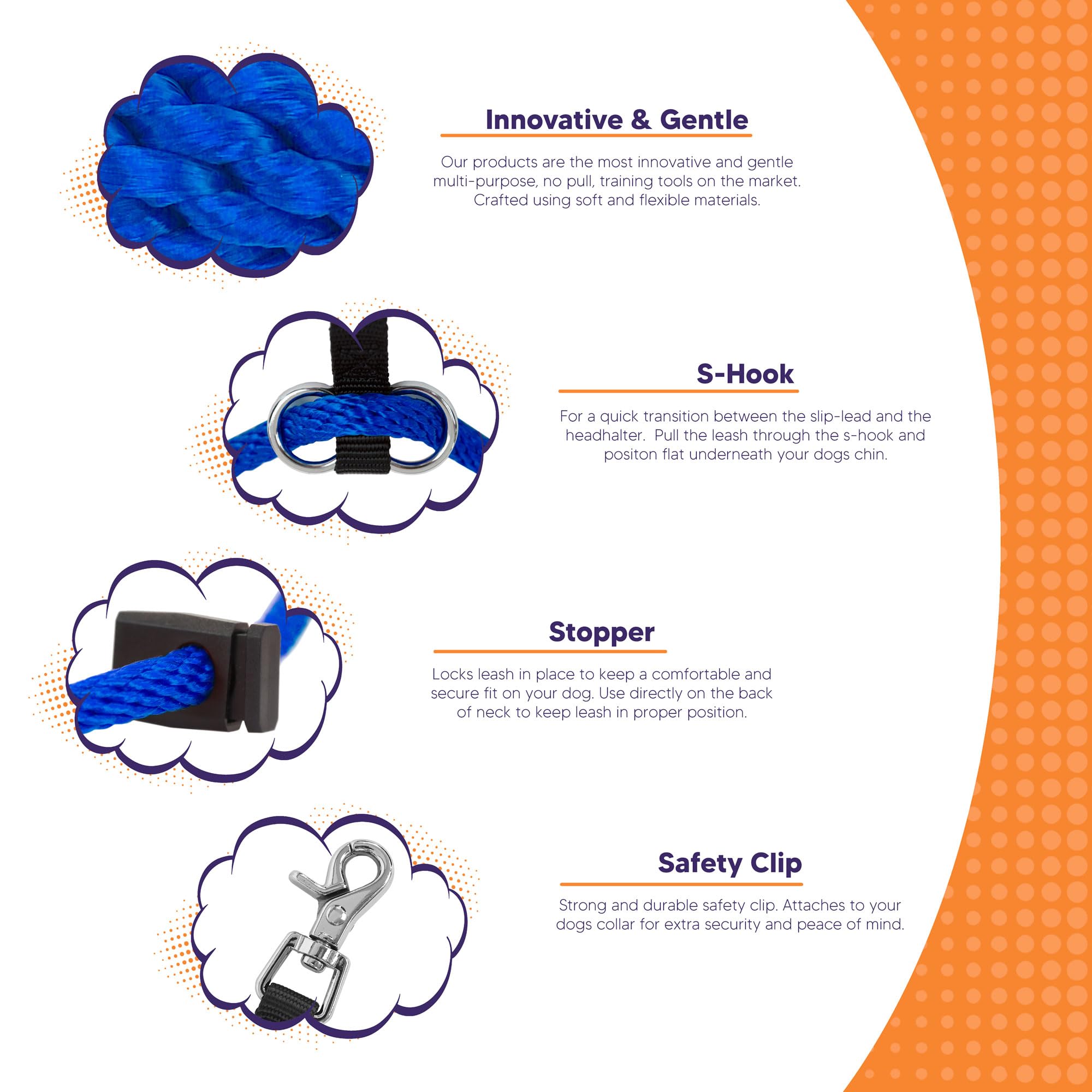 Heather'S Heroes The Sidekick No-Pull Leash Blue