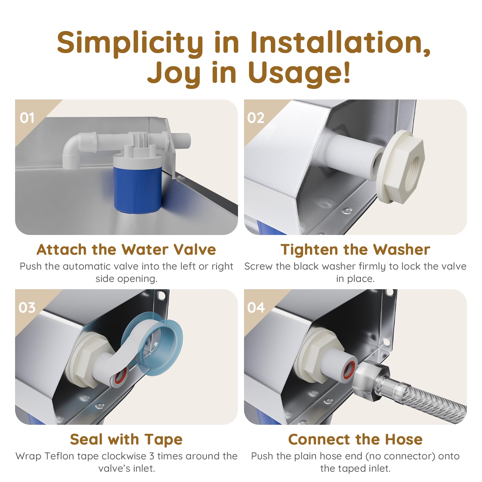 1 Gallon Automatic Water Dispenser For Dogs Cats Rabbits, Stainless Steel Dog Water Bowl, No Electricity Auto Fill Waterer Feede