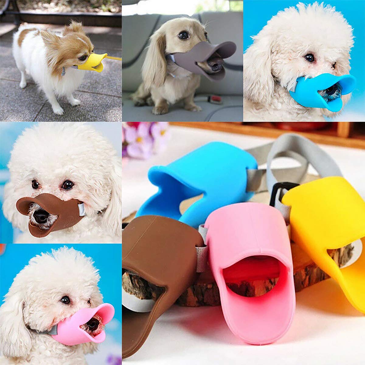 Dog Muzzles Anti Bite Silicone Duck-Bill Duck Mouth Shape Dog Mouth Covers Anti-Called Muzzle for Puppy Dogs