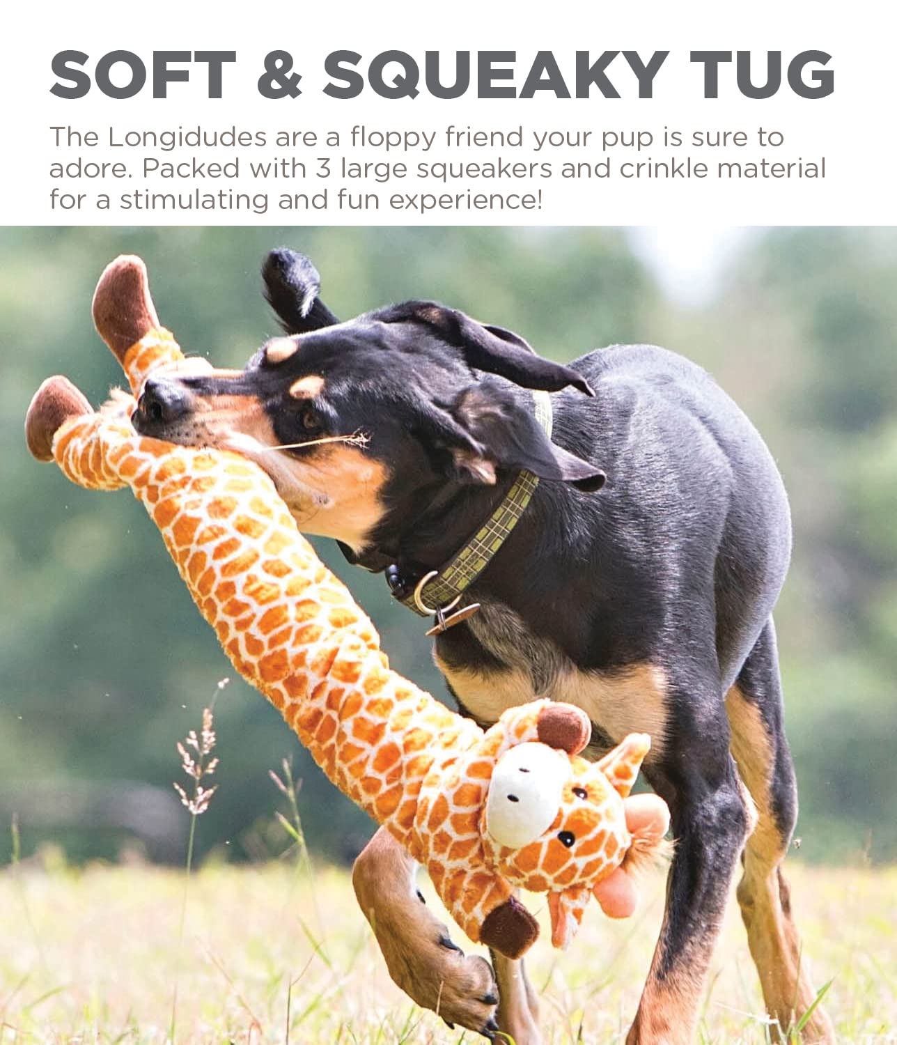 Outward Hound Longidues Giraffe Plush & Squeaky Dog Tug Toy