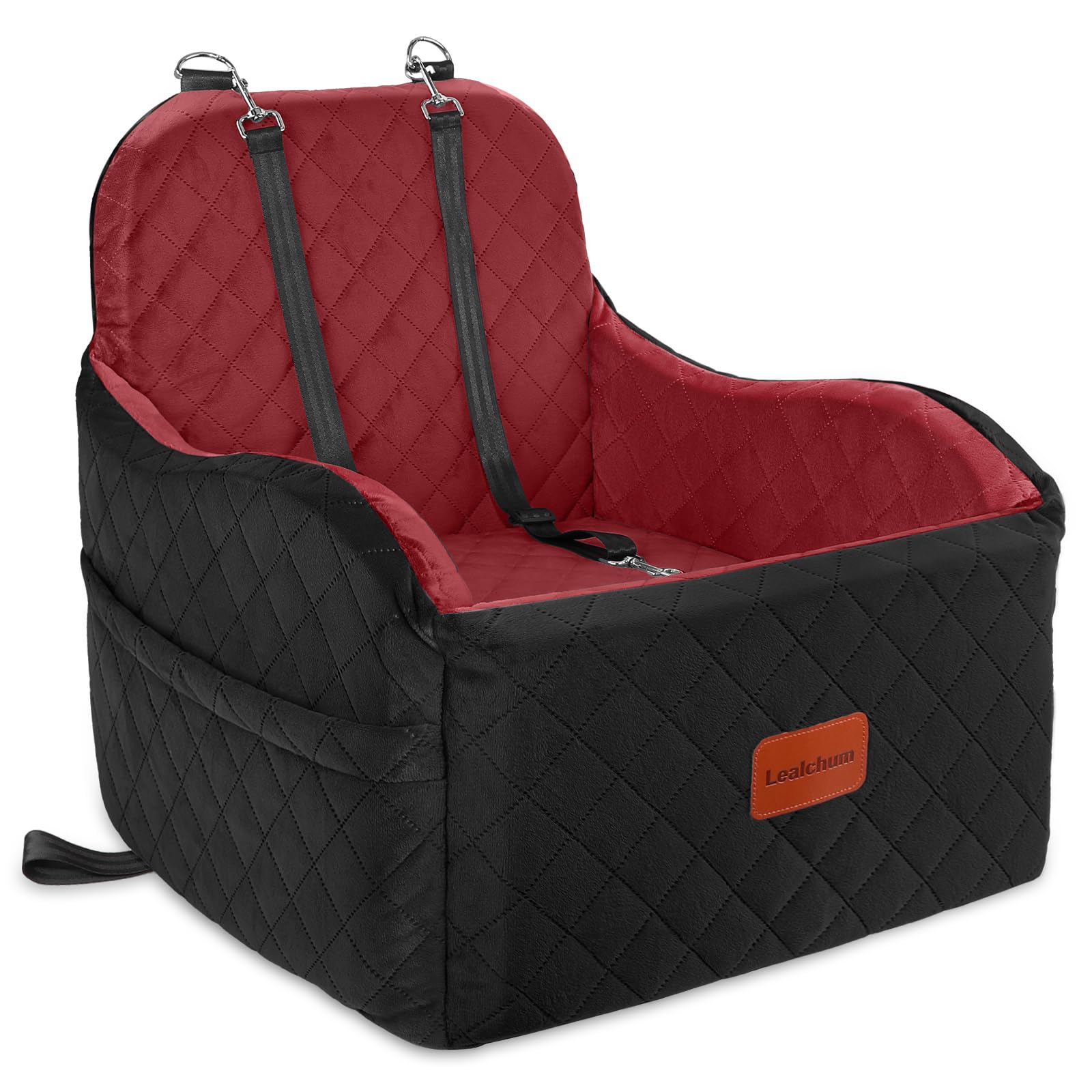 Lealchum Dog Booster Car Seat for Small/Medium Dogs,Puppy Portable Car Bed with Elevated Cushion,Fully Detachable and Washable,2