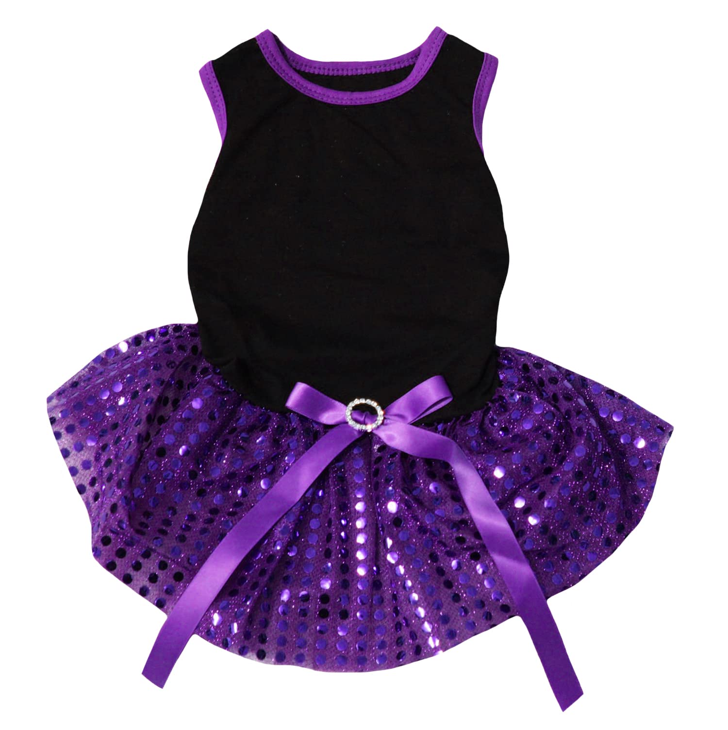 Petitebella Plain Sequins Tutu Puppy Dog Dress (Black/Purple, Xx-Large)
