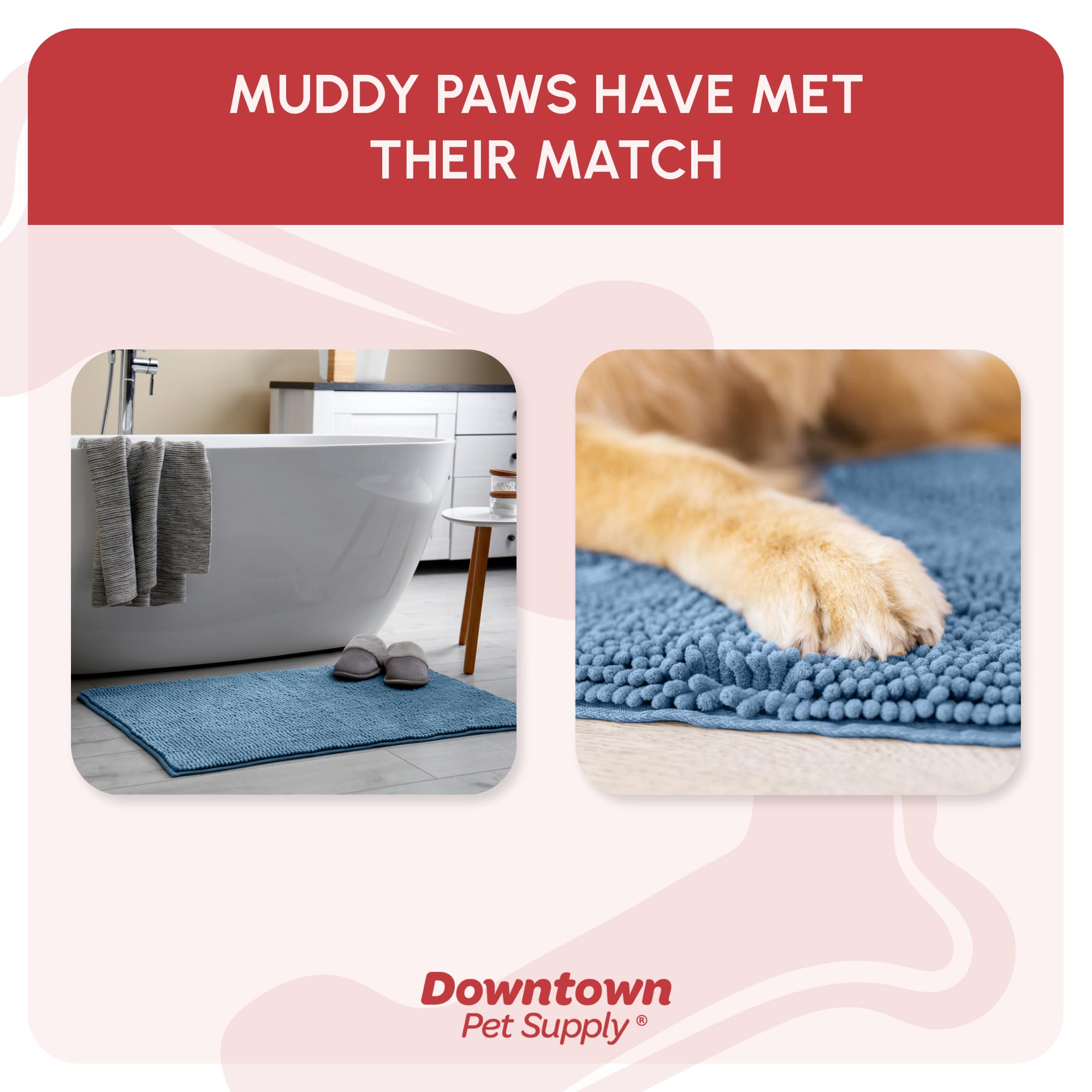 My Doggy Place Microfiber Dog Mat for Muddy Paws, 60 x 36 Faded Denim - Non-Slip, Absorbent and Quick-Drying Dog Paw Cleaning Ma