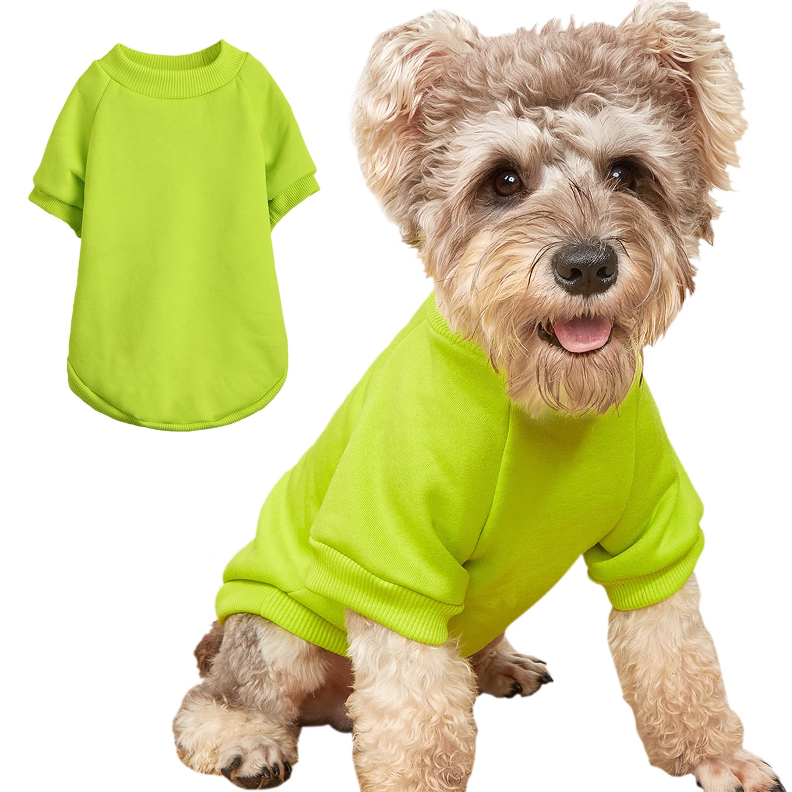 Jouhoi Puppy Sweater For Small Dogs Clothes Warm Winter Cat Clothe Pet Sweatshirt Knitwear Doggie Kitten Clothing, Light Green, 