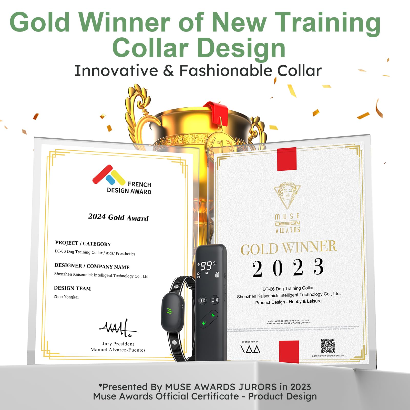 Dog Shock Collar - Electric Dog Training Collar With Remote 1600Ft, Rechargeable E-Collar Waterproof Collars With 3 Training Modes, Security Lock For All Breeds, Sizes