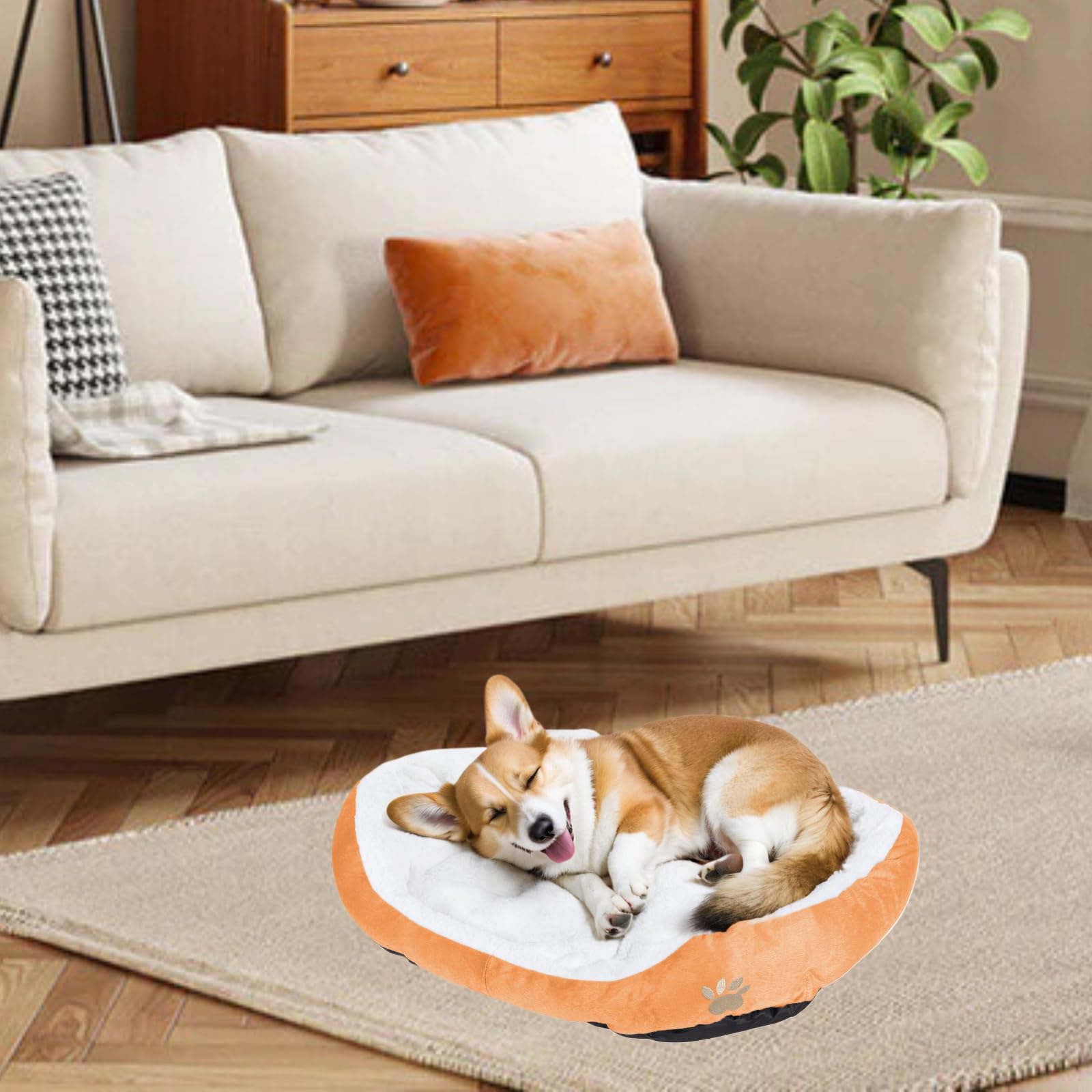 Round Dog Cat Beds Mattress Washable Pads Room, Soft Durable Plush Faux Fur Sleeping Pet Fleece Bed Mat for Small Doggy Kitten P