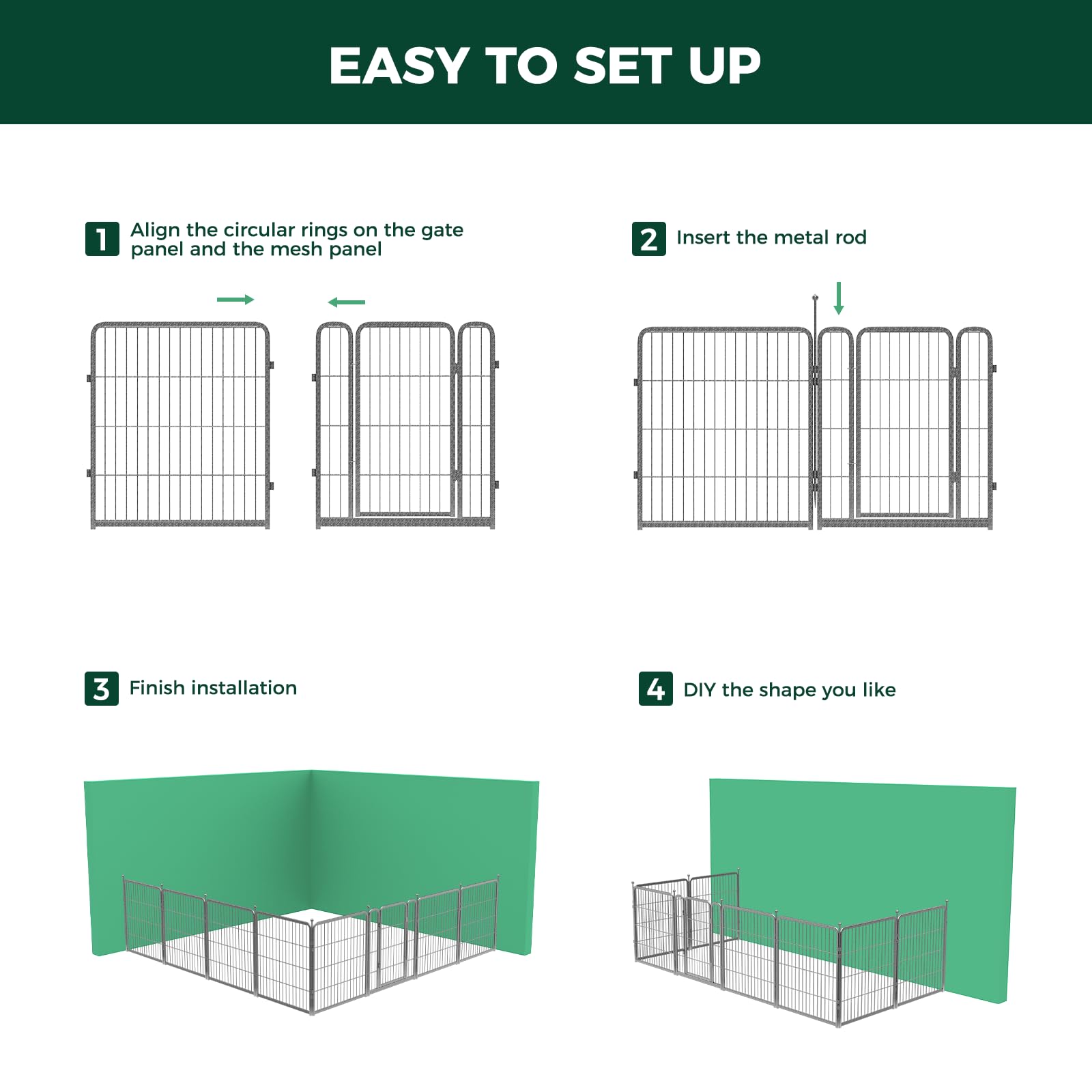 Fxw Aster Dog Playpen Designed For Yard, 16 Panels