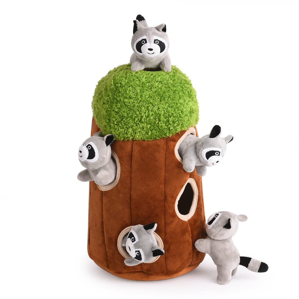 Okegztoa Interactive Squeaky Dog Toys Raccoon Dog Toy, Stuffing Woodland Friends Burrow, Squeaky Plush Dog Toy For Small Medium 