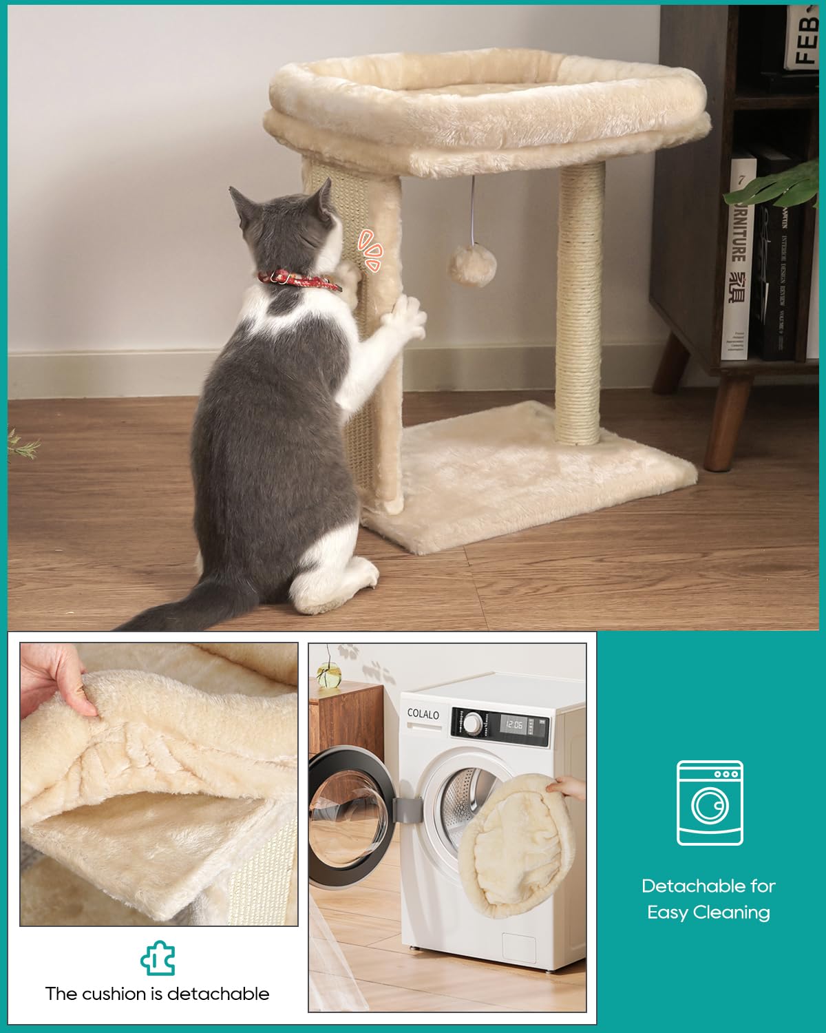 Syandlvy Small Cat Tree For Indoor Cats, Scratching Board With Perch, Scratching Post For Small Cats, Kittens Scratcher With 2 D