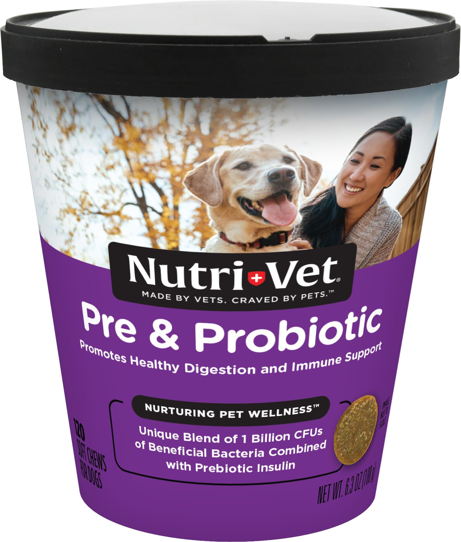 Nutri-Vet Pre and Probiotic Soft Chews for Dogs | Digestive Health Support | Tasty Alternative to Probiotic Powder | 120 Soft Ch