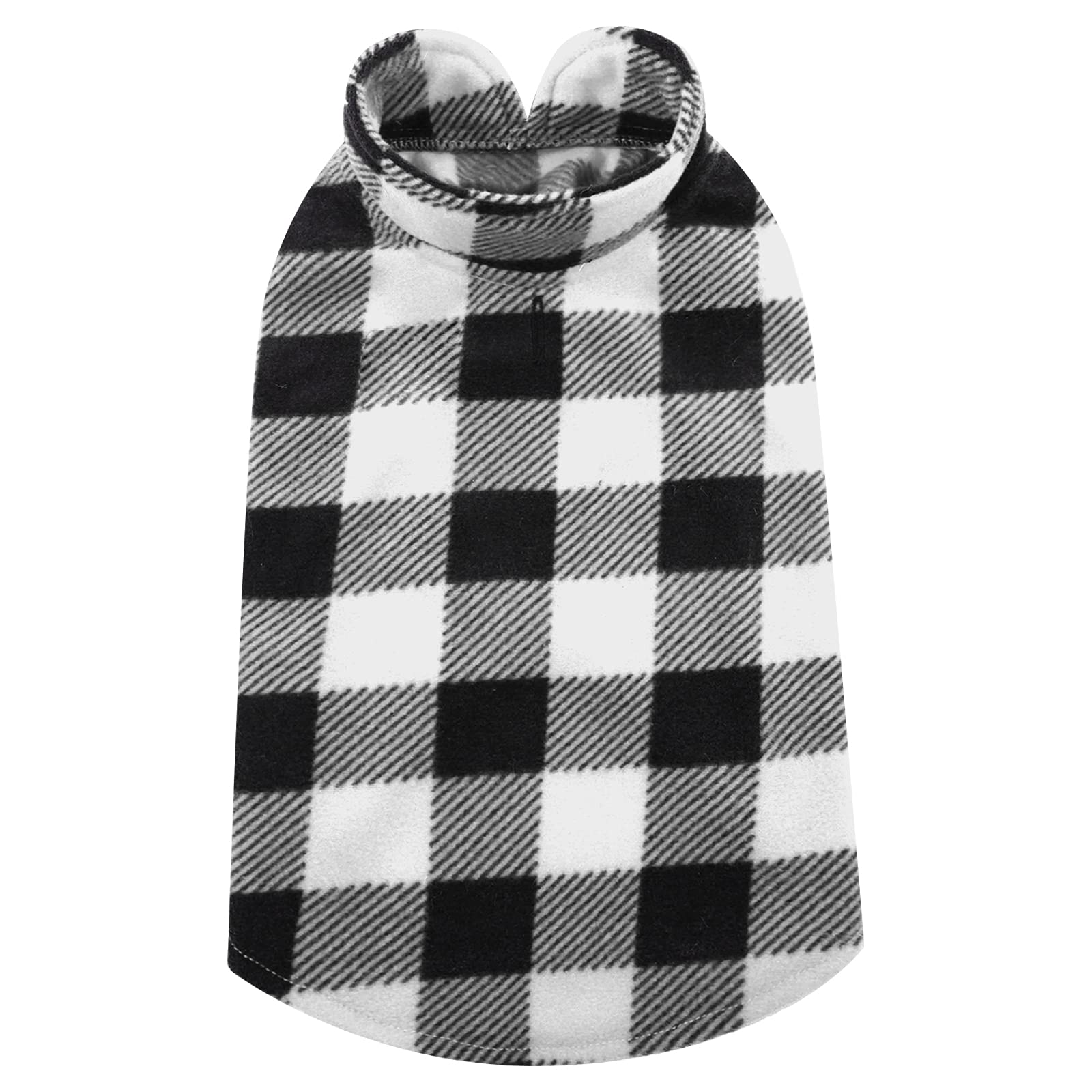 Kuoser Stretch Dog Fleece Vest - Soft Classic Plaid Basic Sweater With Leash Hole For Small Dogs & Cats, Warm Pullover Dog Coat