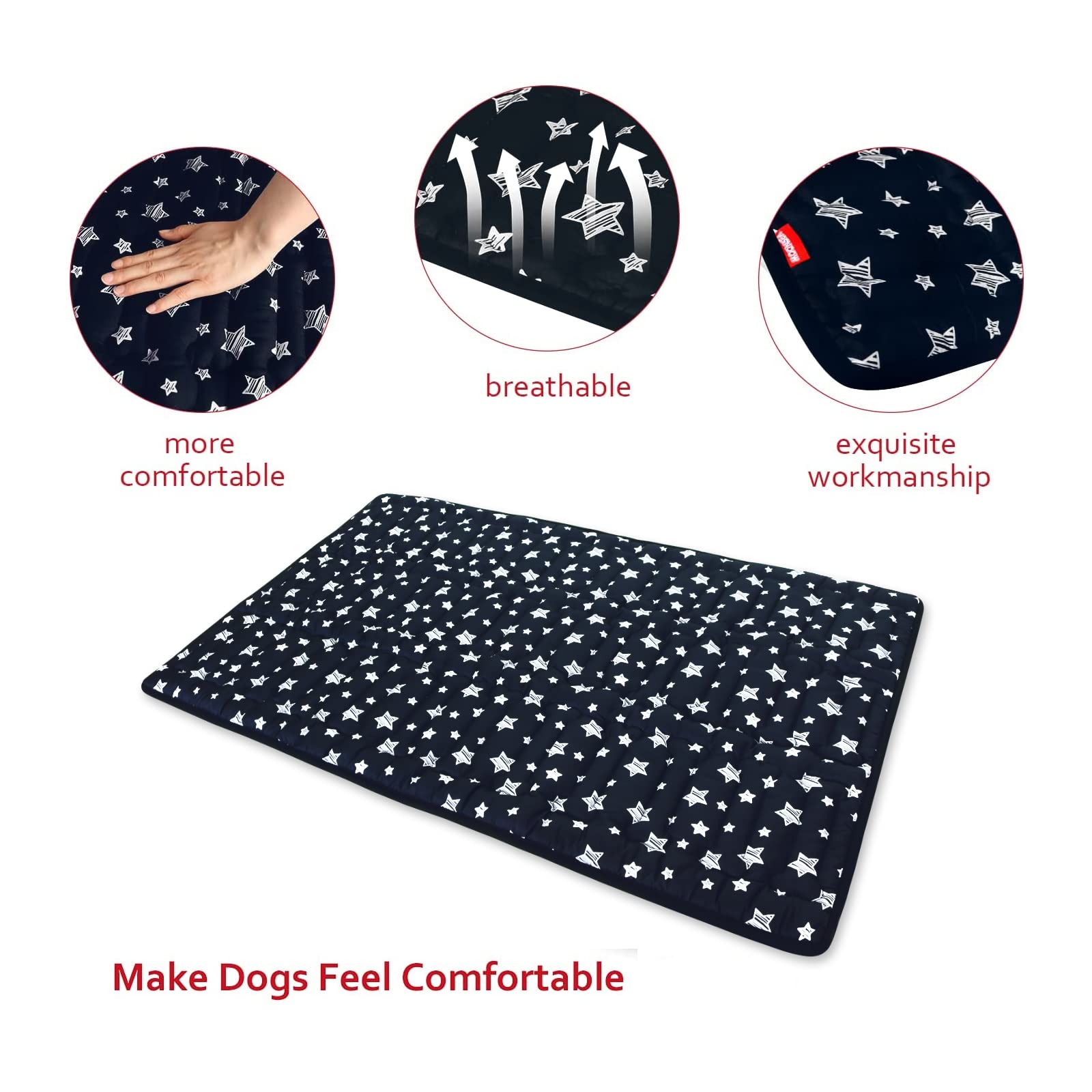 Dog Crate Mat (48'' X 30''), Soft Dog Bed Mat with Cute Prints, Personalized Dog Crate Pad, Anti-Slip Bottom, Machine Washable K