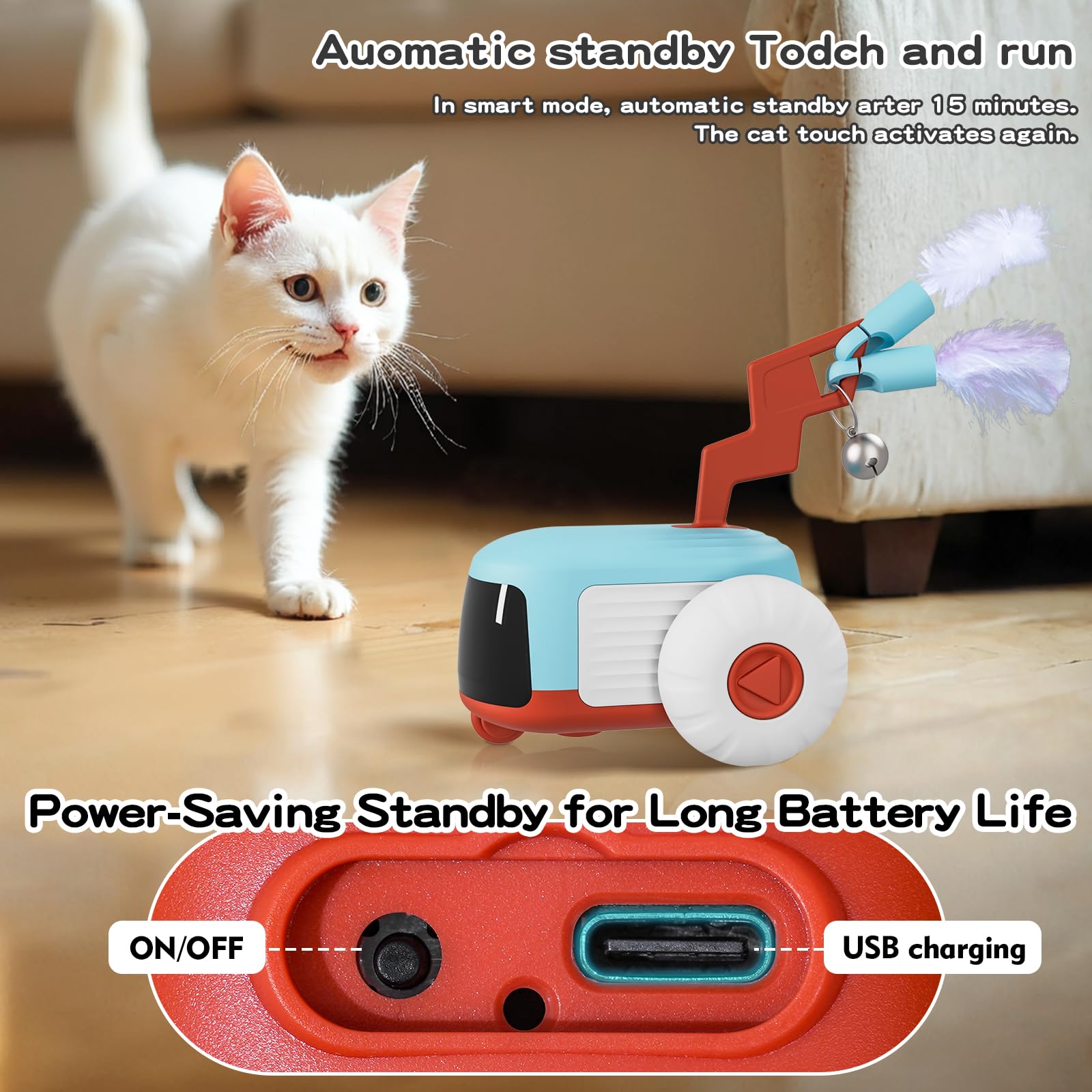 O Wowzon Remote Control Cat Toy, Smart Remote Control Modes, Usb Rechargeable, Adjustable Speed, Auto Obstacle Avoidance & Flip,