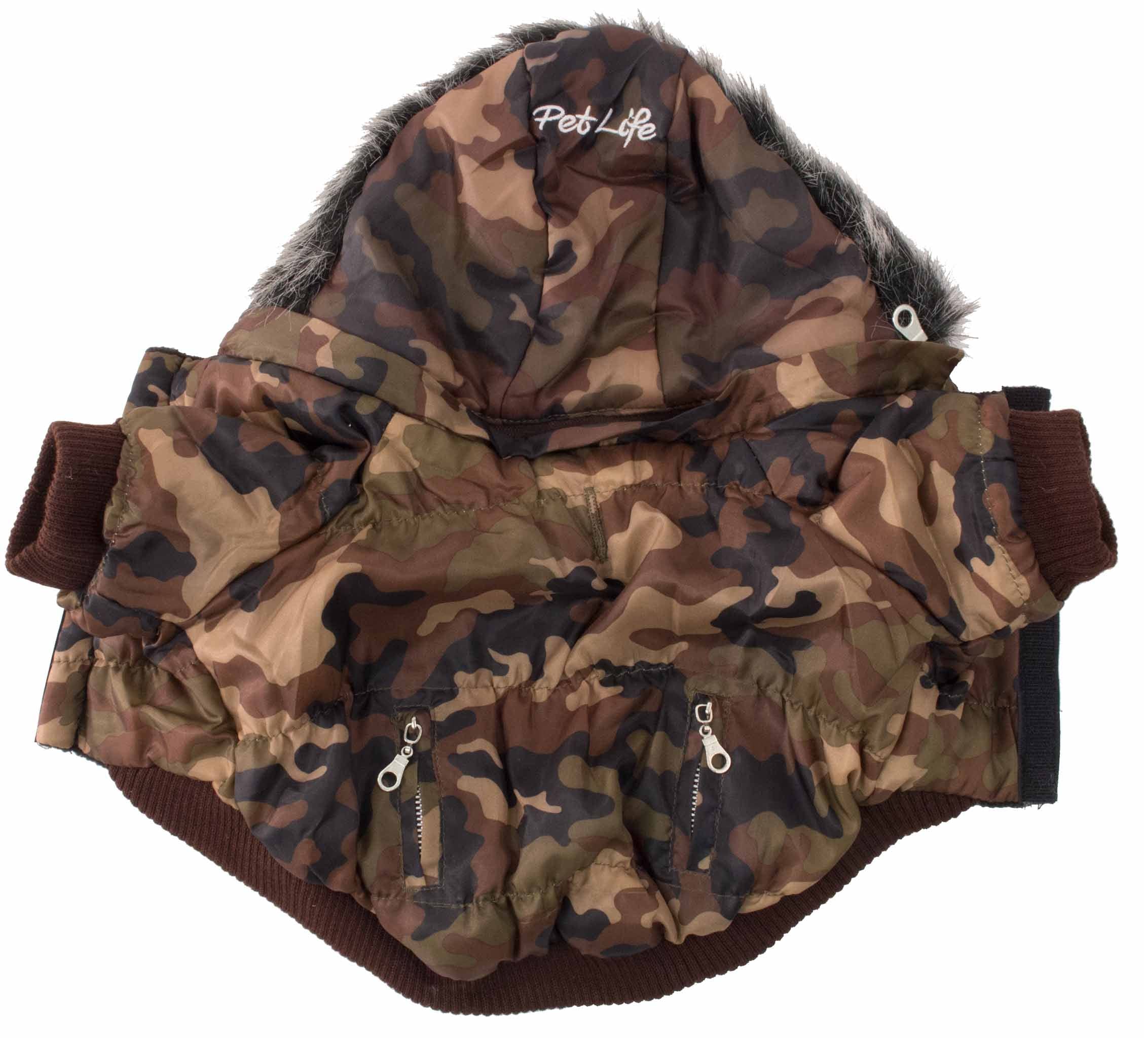 Pet Life DPF00013 Metallic Ski Parka Dog Coats with Removable Hood, Small, Camouflage