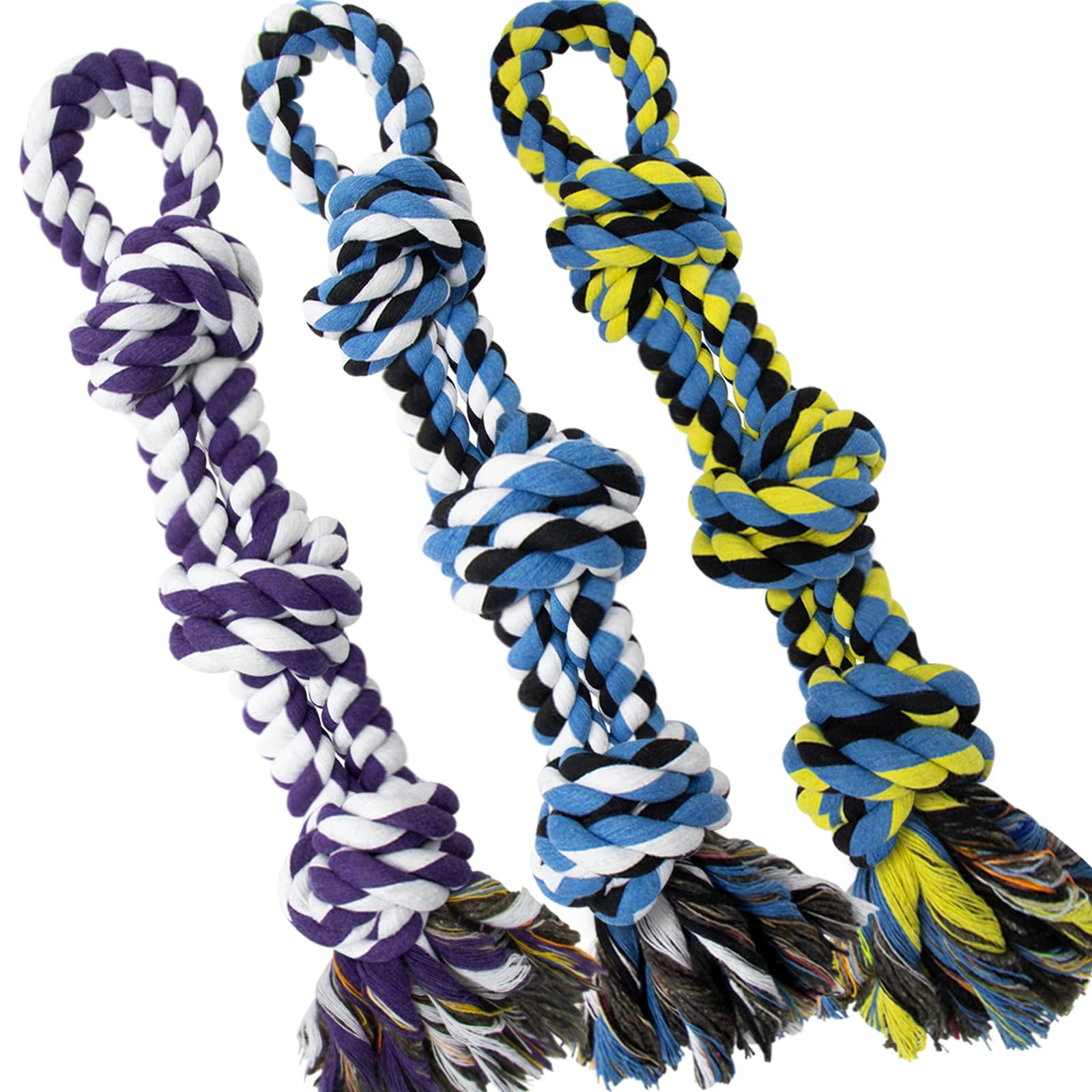 Wdzzhot [3 Pack] Dog Rope Toys For Large And Medium Aggressive Chewers, Nearly Indestructible Rope Chew Toys, Heavy Duty 100% Co