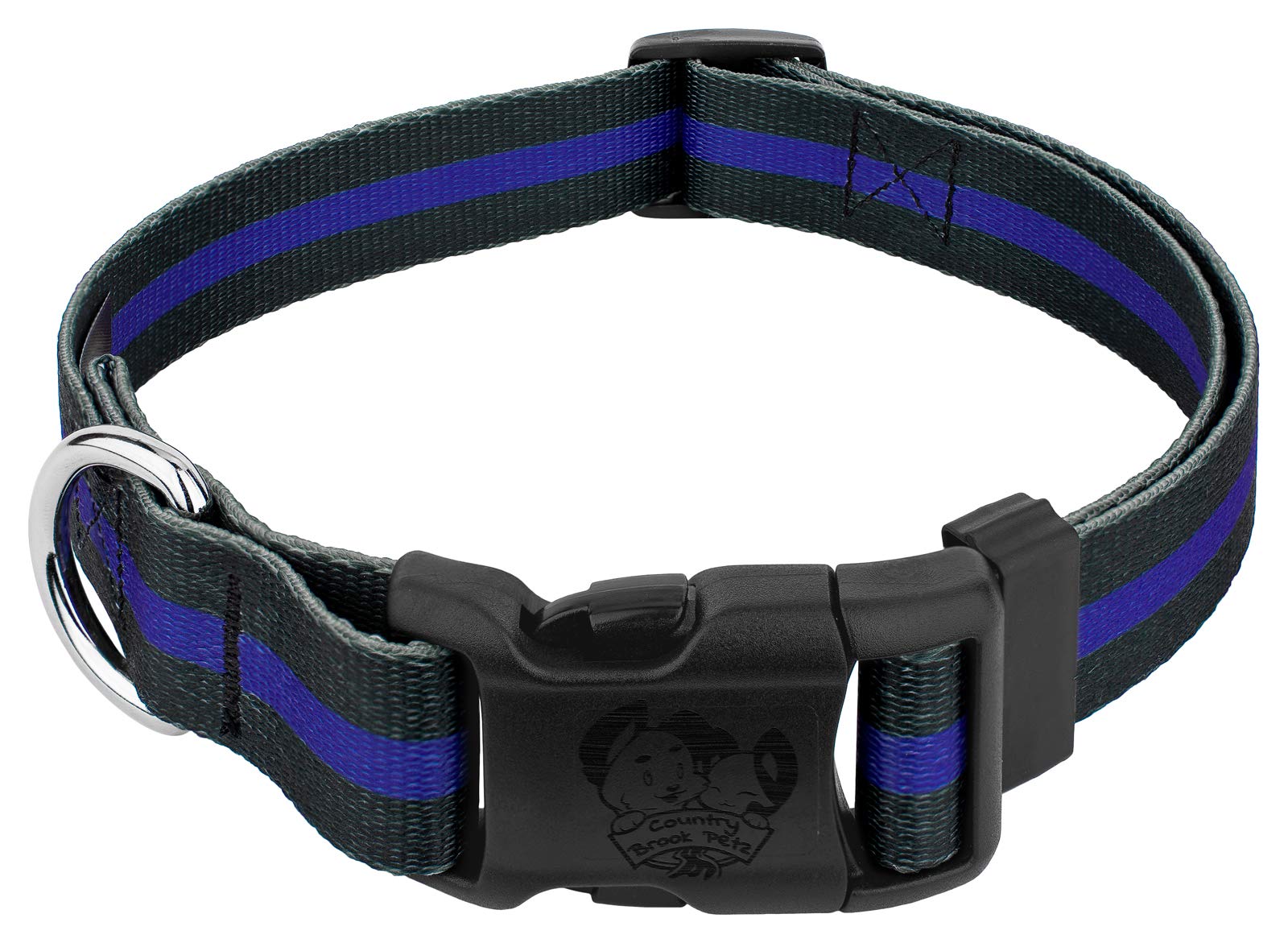Country Brook Petz - Deluxe Thin Blue Line Dog Collar - Made In The U.S.A. - Camouflage Collection With 16 Rugged Designs (1/2 I