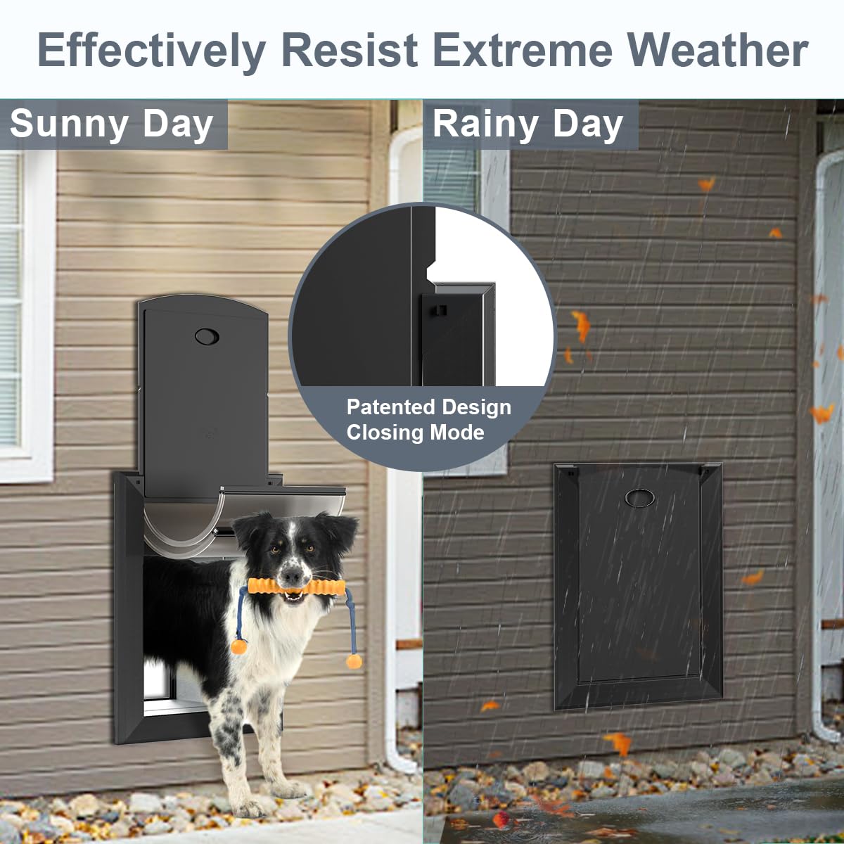 Decormax Heavy Duty Dog Door For Wall, Energy Efficient Doggie Door With Aluminum Frame, Telescoping Tunnel, Double Magnetic Fla