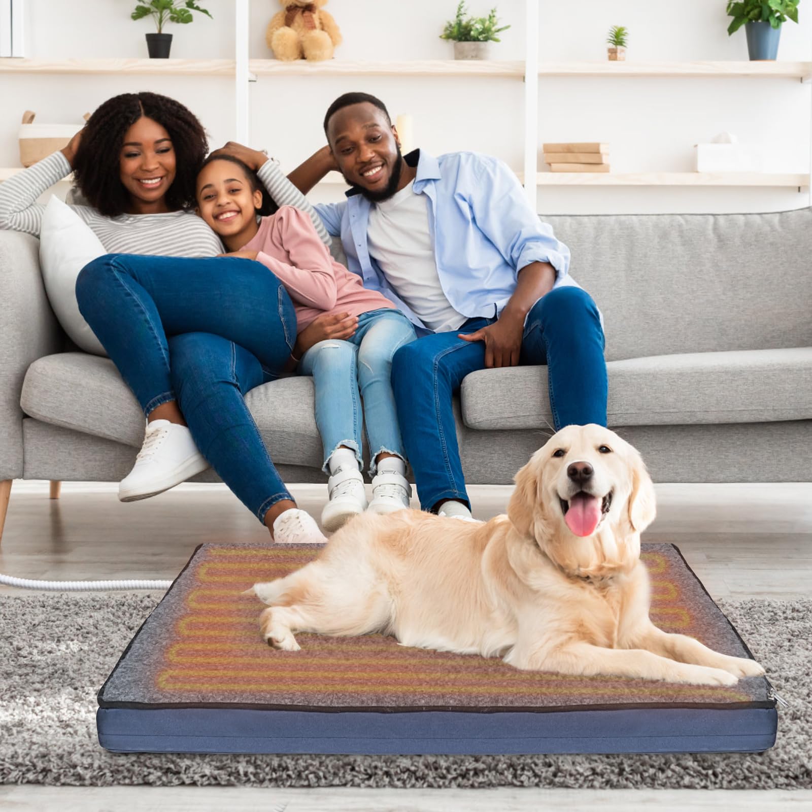 Marunda Outdoor Pet Heating Pad For Dogs & Cats - 100% Waterproof Memory Foam Outdoor Heated Cat Bed With Double Built-In Autothermostat - Heated Pet Bed For Outside Animals (23 X 20 Inch, Heated)