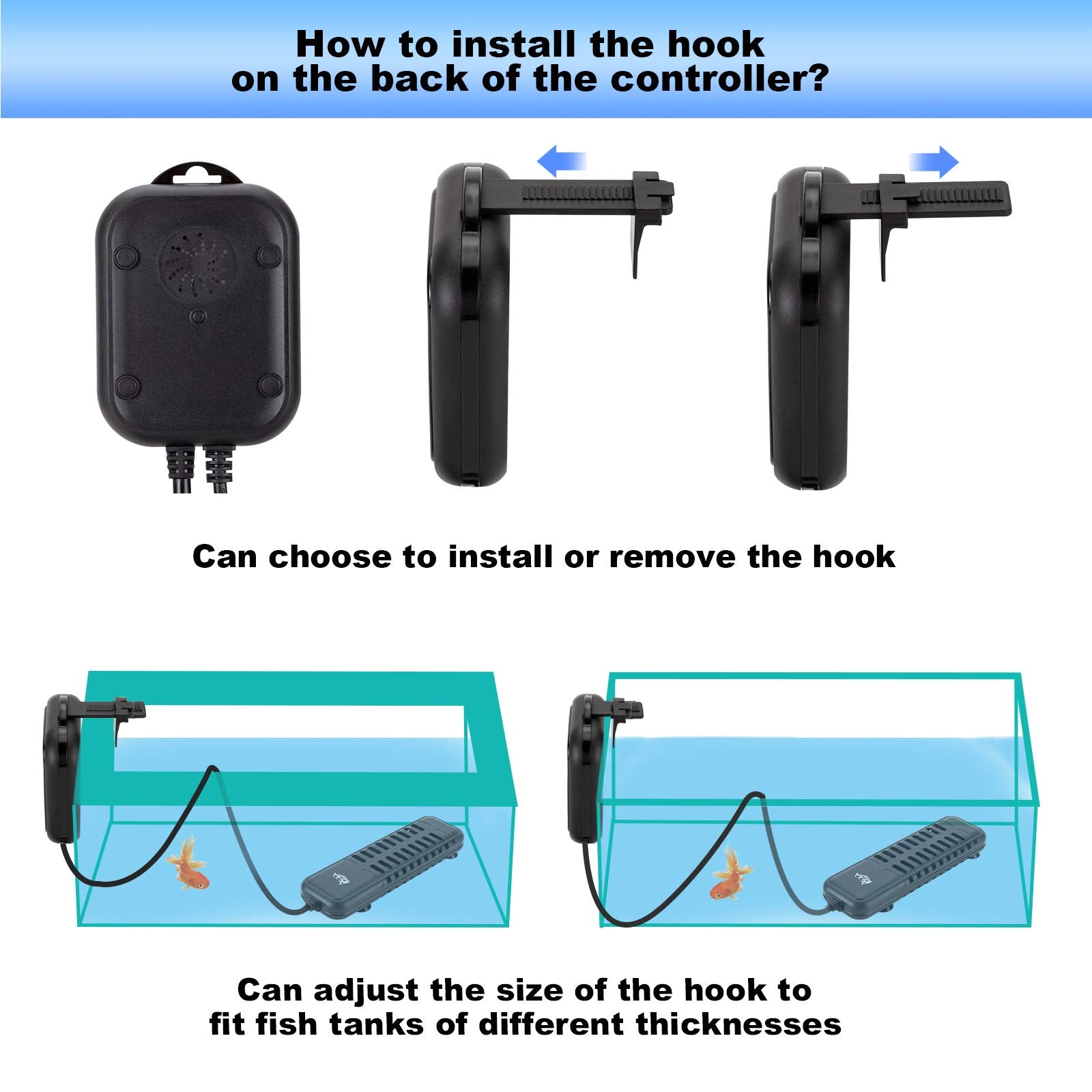 Aqqa Submersible Aquarium Heater,100W/200W/300W/500W/800W/1200W Fish Tank Heater,External Temperature Controller Led Temperature Display With 2 Suction Cups Suitable For Saltwater And Freshwater