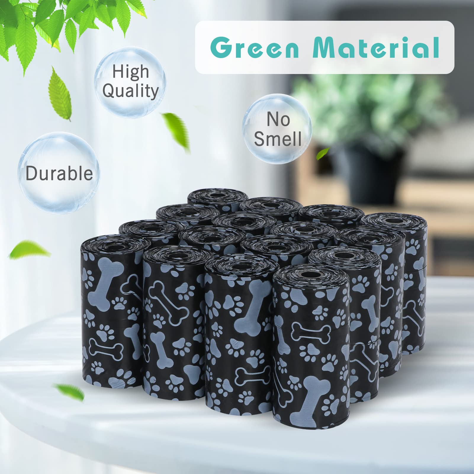 Petshome Dog Poop Bags, Dog Waste Bags [Extra Thick][Leak-Proof] Eco-Friendly 16 Rolls, 240 Bags Pattern