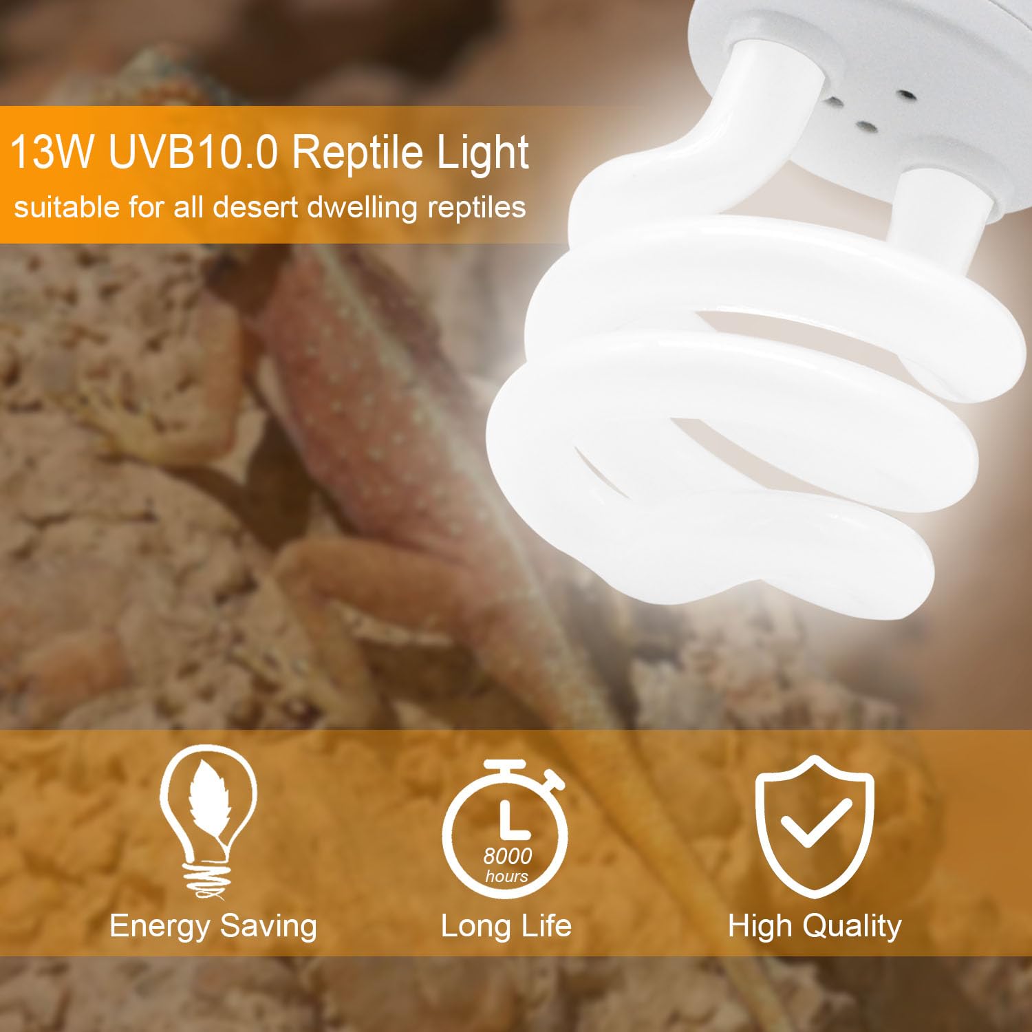 Yimidool Uvb Light For Reptiles, 13W 10.0 Reptile Heat Lamp Bulbs, Uva Uvb Reptiles Light Bulbs Ideal For Rainforest Reptiles, B