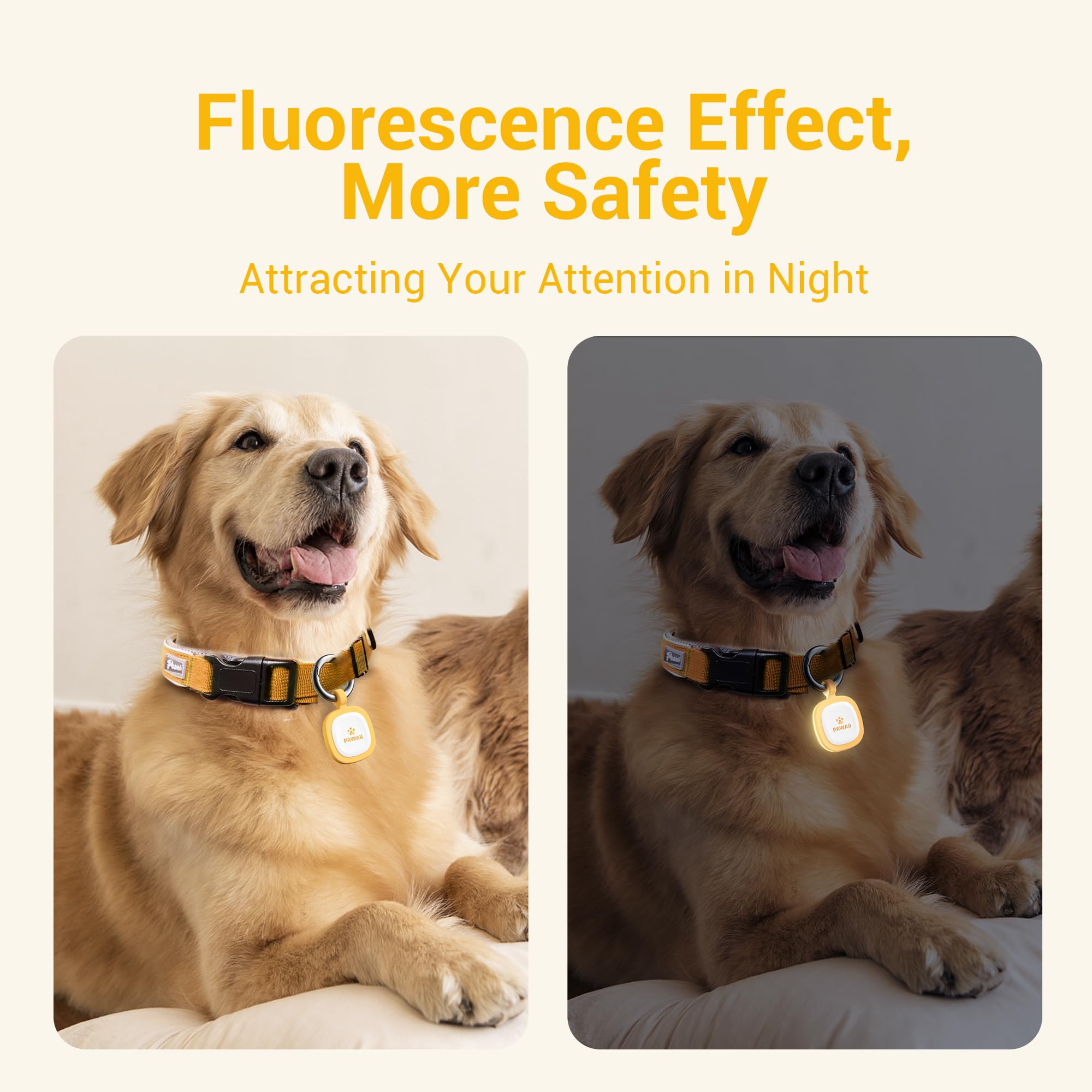 Pawaii Fluorescent Qr Code Pet Id Tag, Glow In The Dark Durable Silent Silicone Pet Id Tag, Scan Qr Receive Instant Pet Location