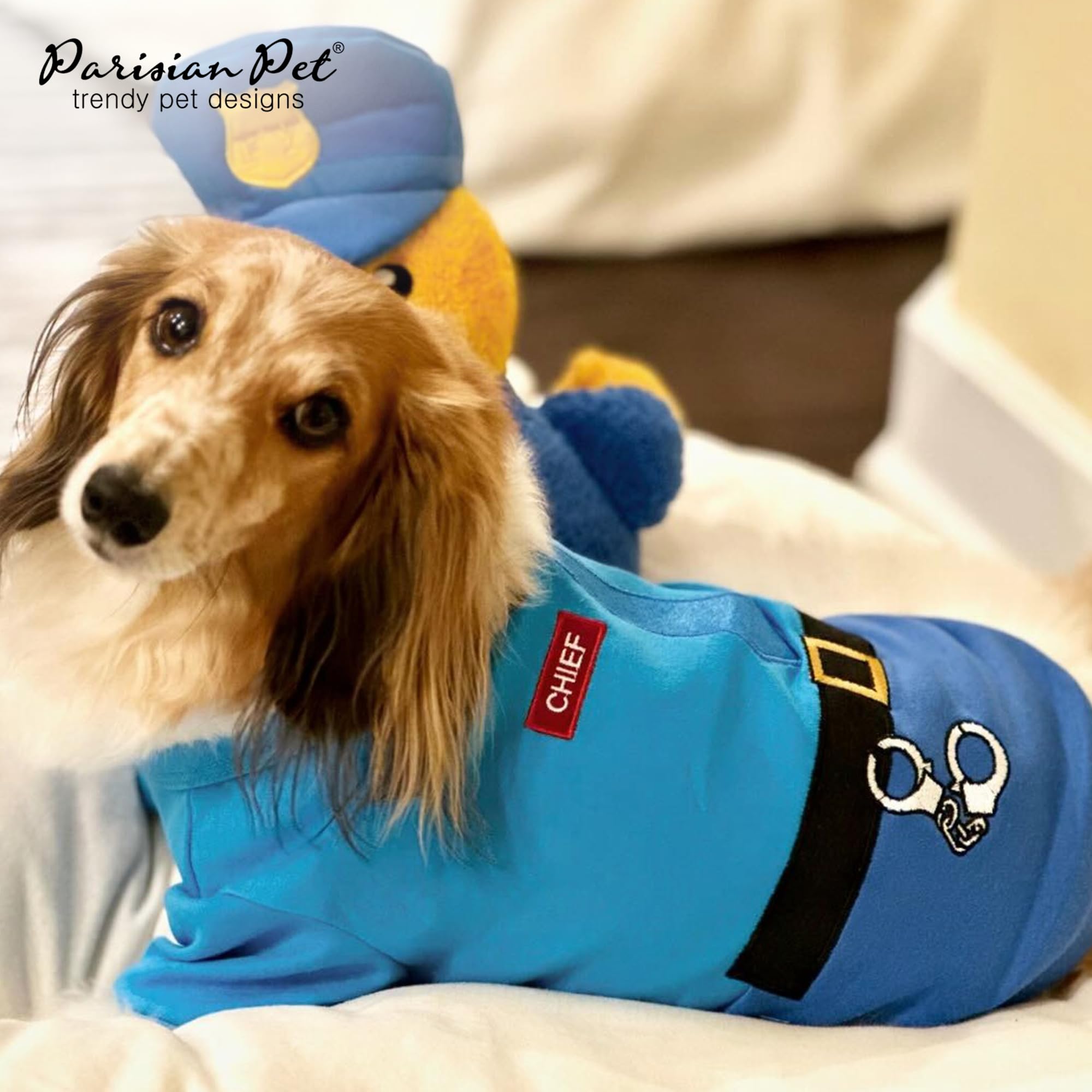 Parisian Pet Dog Shirt - Embroidered Dog Police Costume - 100% Cotton And Polyester Pet Clothes - Sleeved Dog Costume Halloween Outfit - Blue Dog Costumes For Large Dogs Xl
