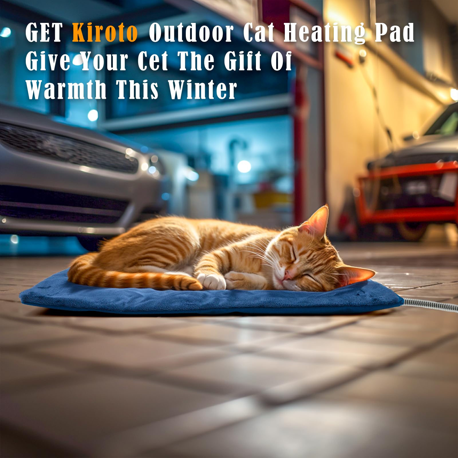 Kiroto Outdoor Cat Heating Pad, Waterproof, Safe Electric Heat, 27'' X 16''