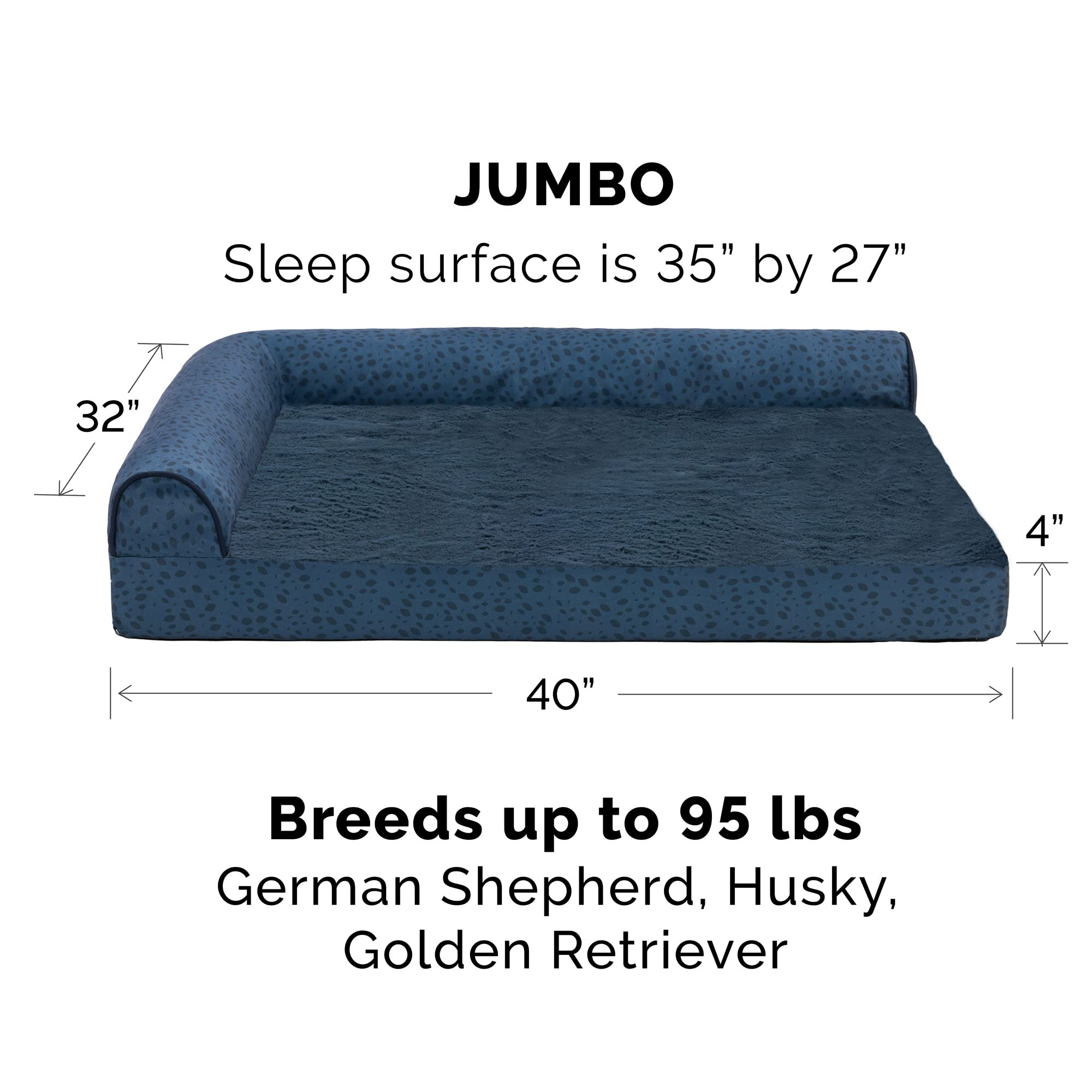 Furhaven Orthopedic Dog Bed For Large Dogs W/ Removable Bolsters & Washable Cover, For Dogs Up To 95 Lbs - Plush & Almond Print