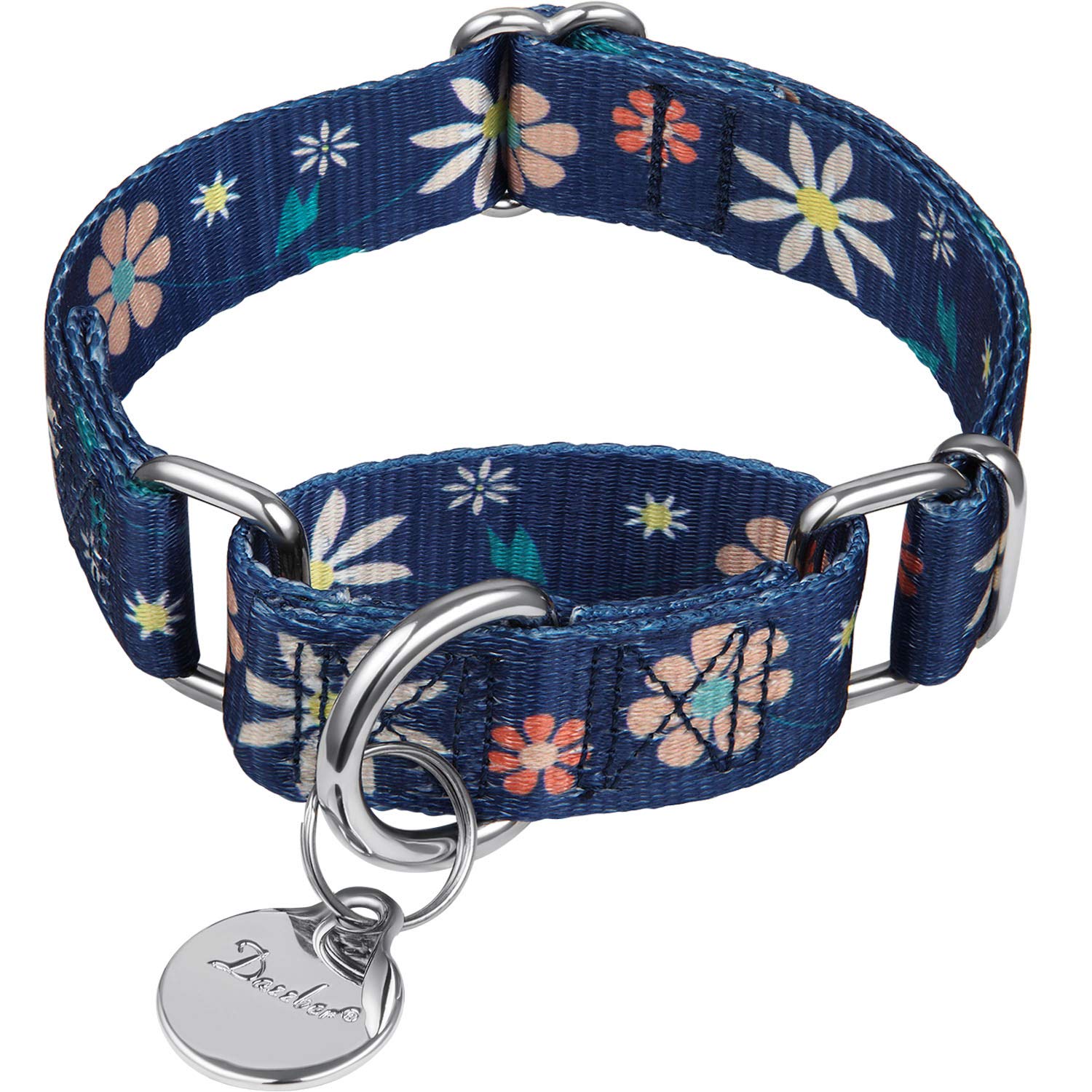 Dazzber Puppy Dog Collar Floral Print Martingale Collar - No Pull Pet Collar, Heavy Duty Adjustable Dog Collar, Extra Small, Nec