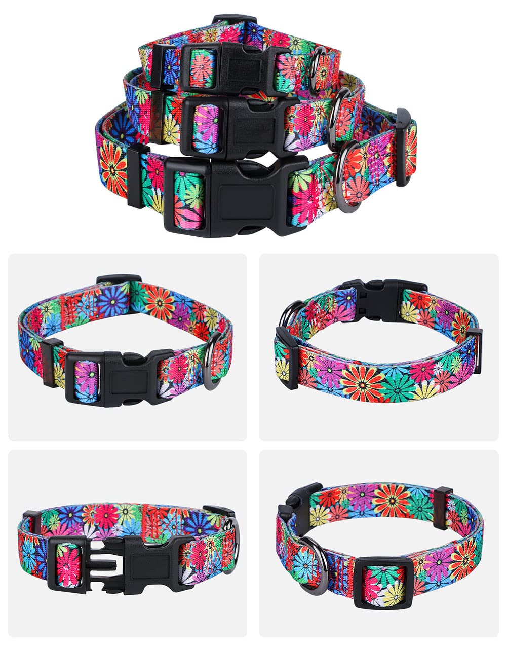 Rhea Rose Dog Collar With Sunflowers Daisy Small