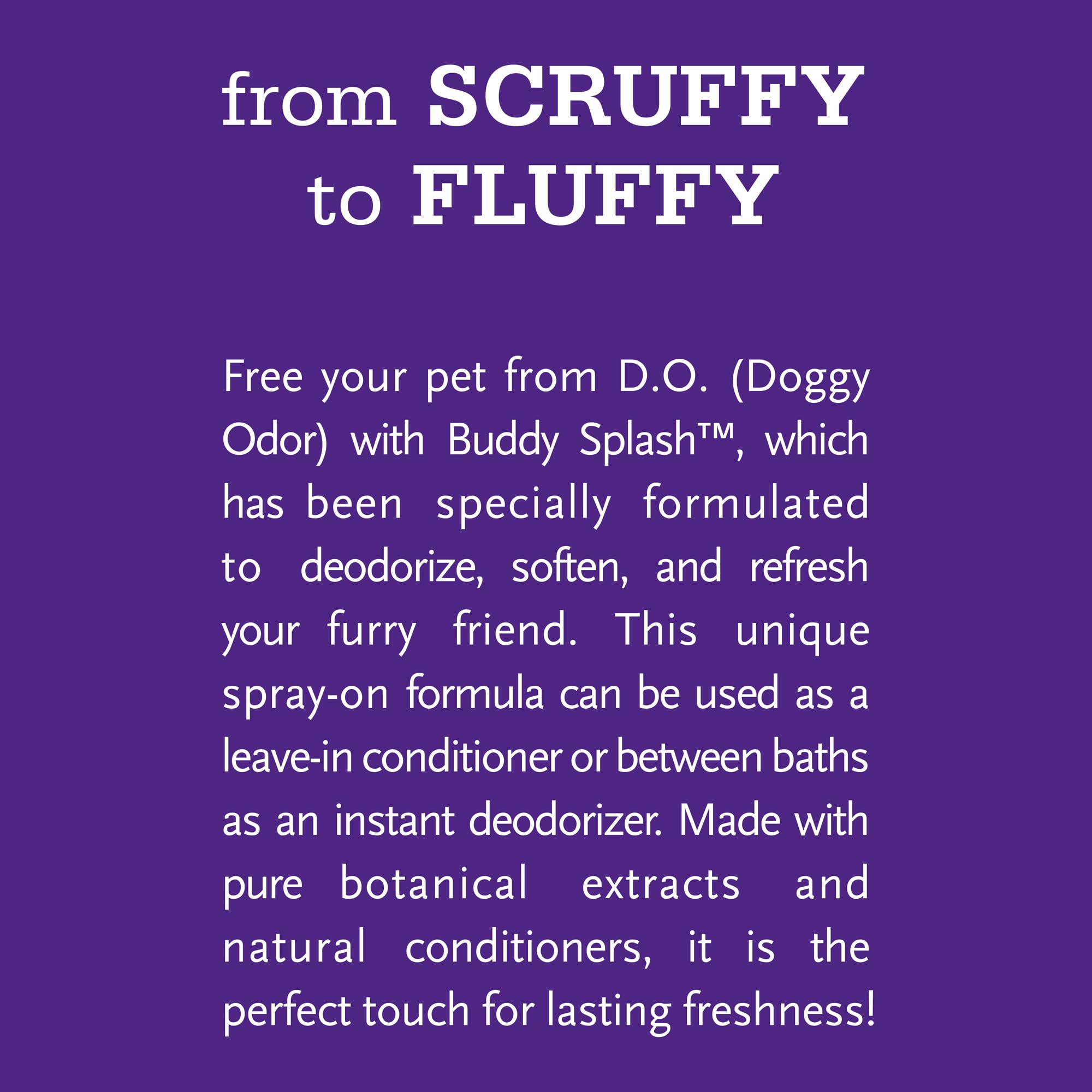 Buddy Splash Spritzer & Conditioner For Dog Grooming, Lavender & Mint, 4 Oz. Bottle