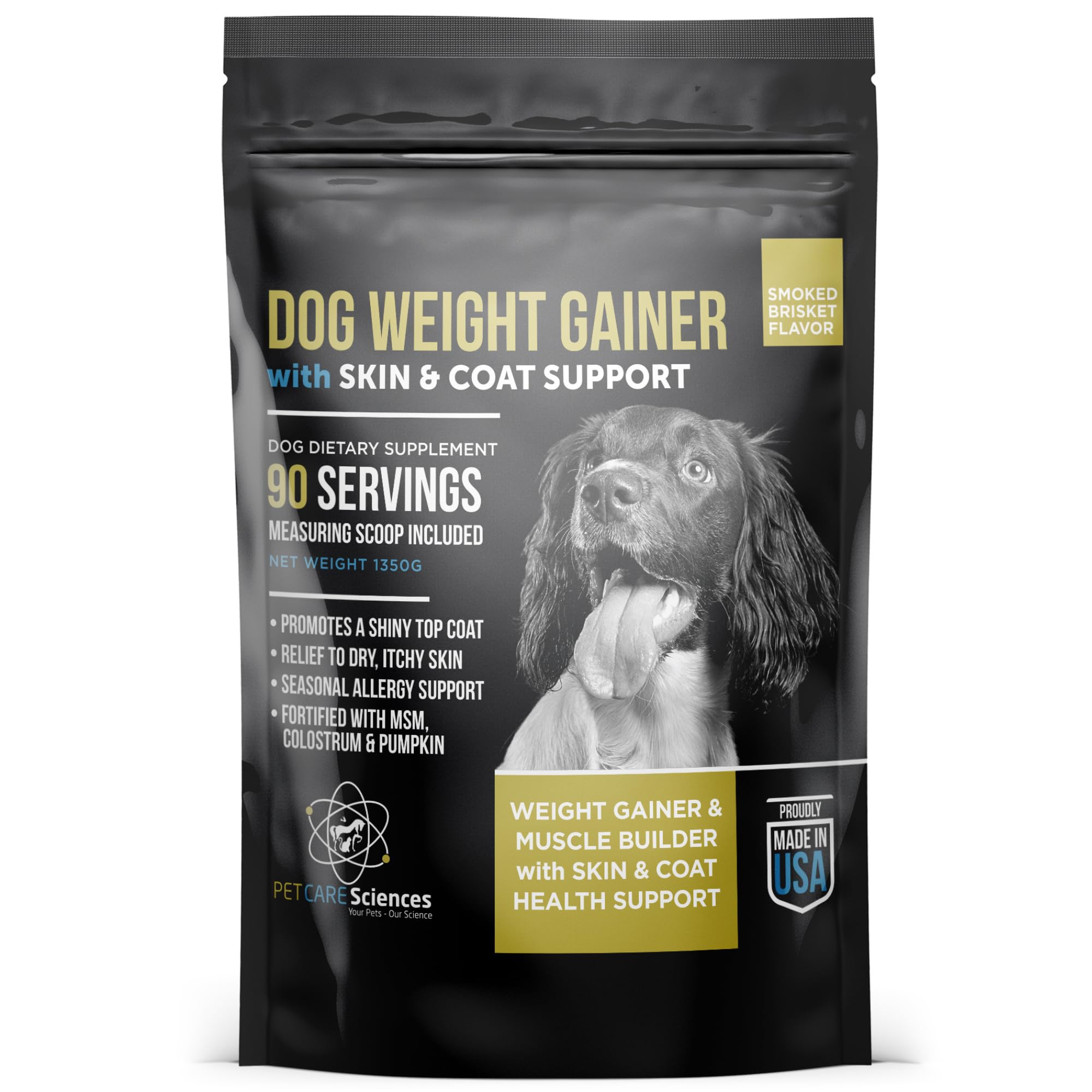 PET CARE Sciences Dog Weight Gainer with Skin & Coat Support - Weight Gain Supplements for Dogs - Canine and Dog Muscle Builder 