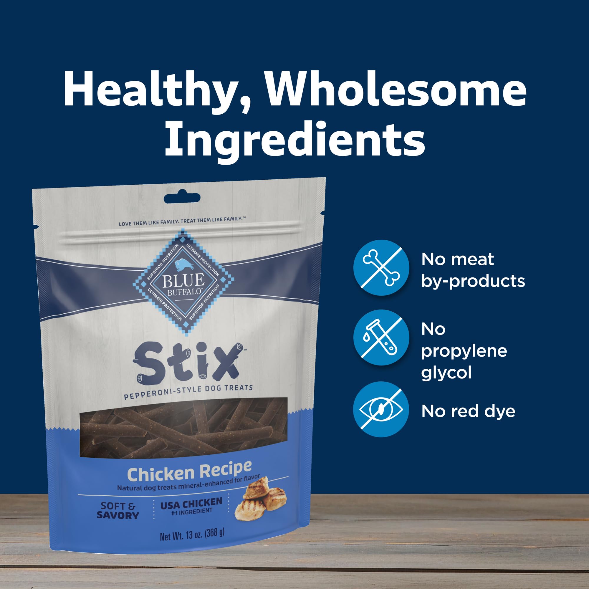 Blue Buffalo Stix Natural Soft-Moist Dog Treats, Chicken Recipe 13-oz Bag