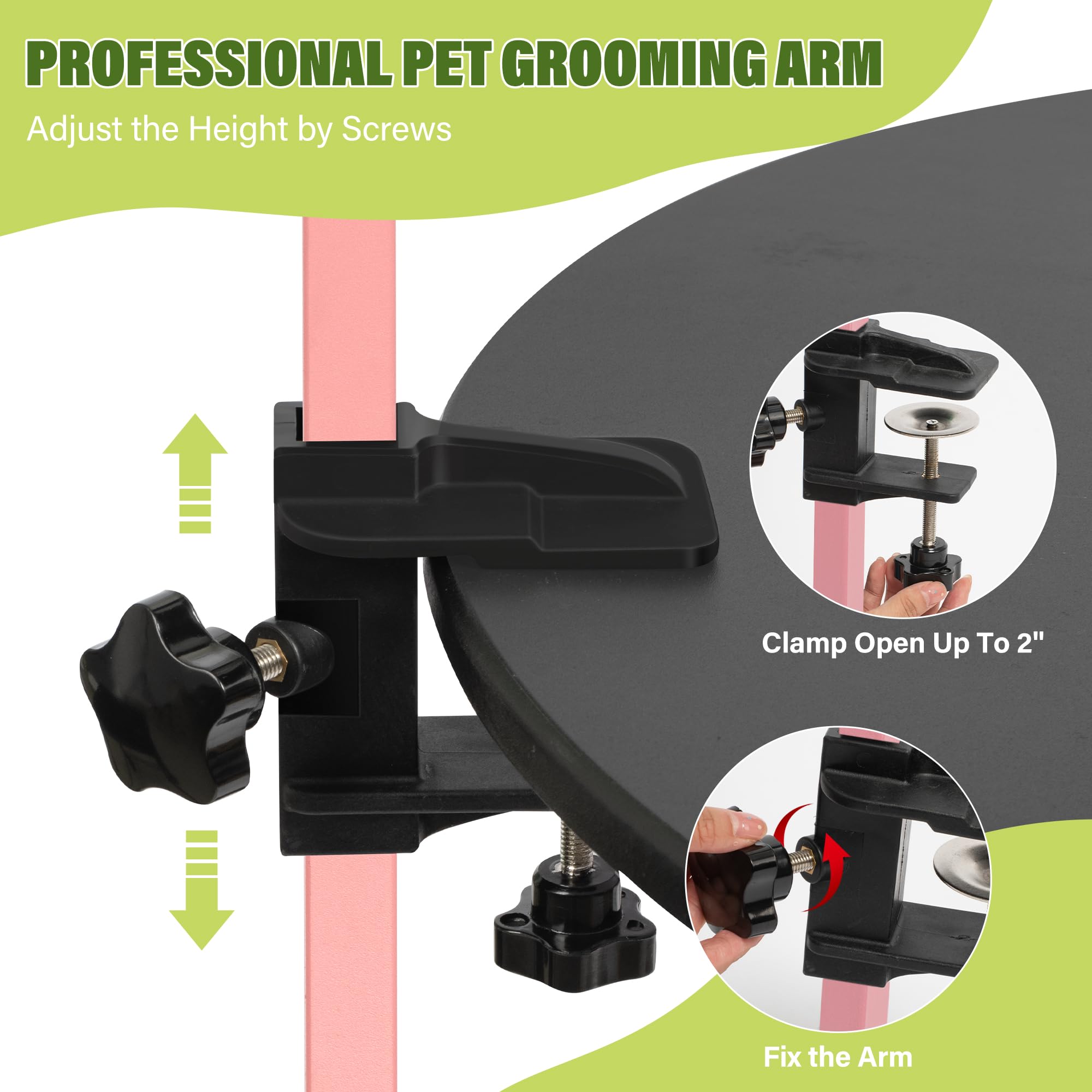 Getlstub Dog Grooming Arm With Pet Grooming Hammock, 35' Pet Grooming Table Arm With Adjustable No Sit Haunch Holders, Dog Groo