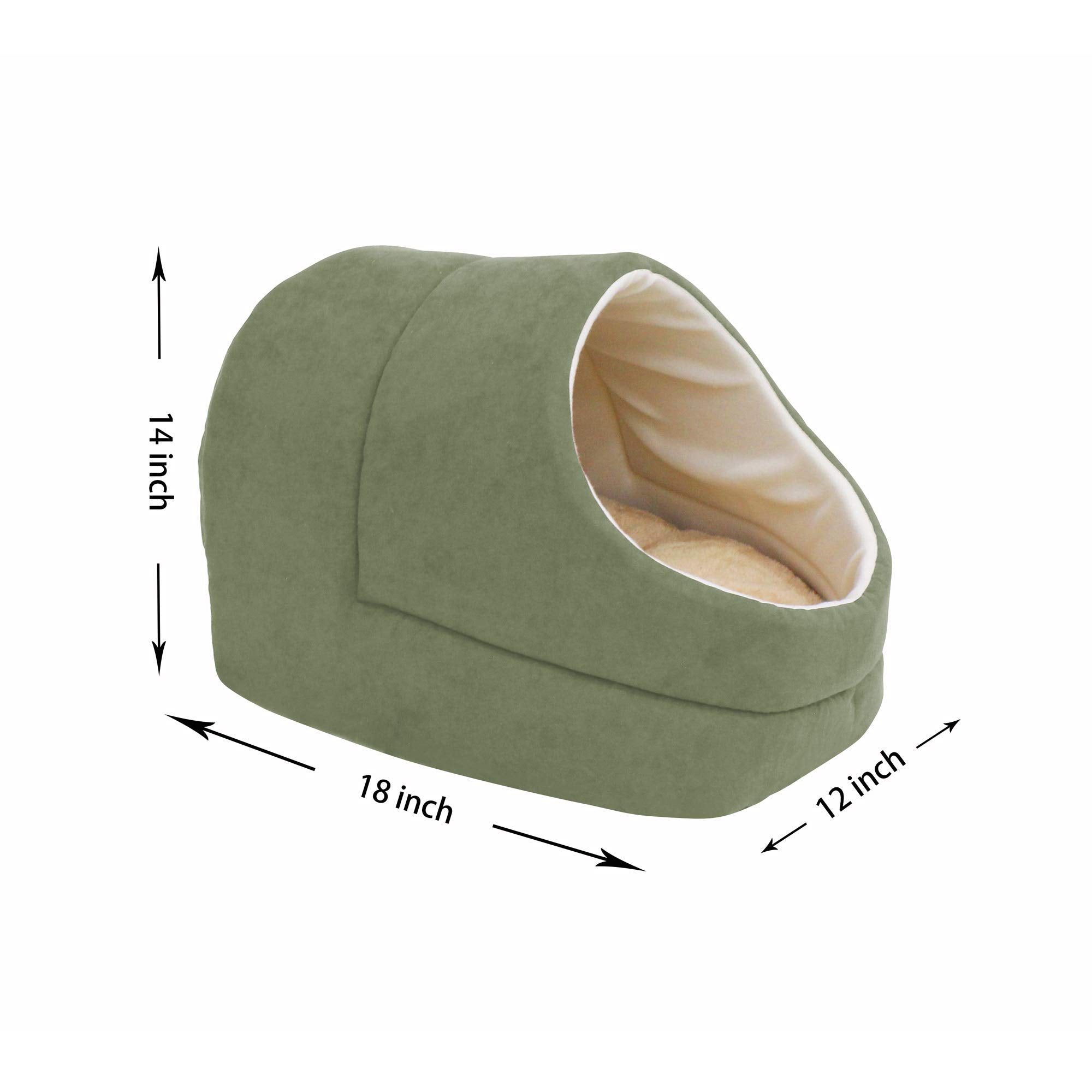 Goopaws Goopaws Cat Cave For Cat And Warming Burrow Cat Bed, Pet Hideway Sleeping Cuddle Cave (Sage Green-2)