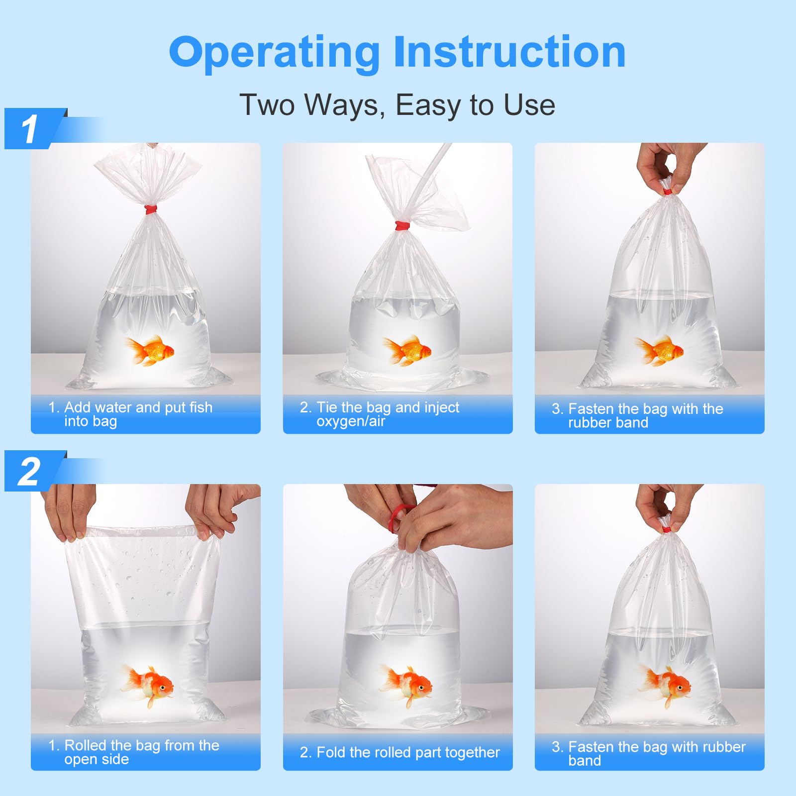 Xsourcer Aquarium Fish Bags, Clear Transportation Bag, Waterproof & Leak-Proof Poly Shipping Bags For Storing And Transporting L