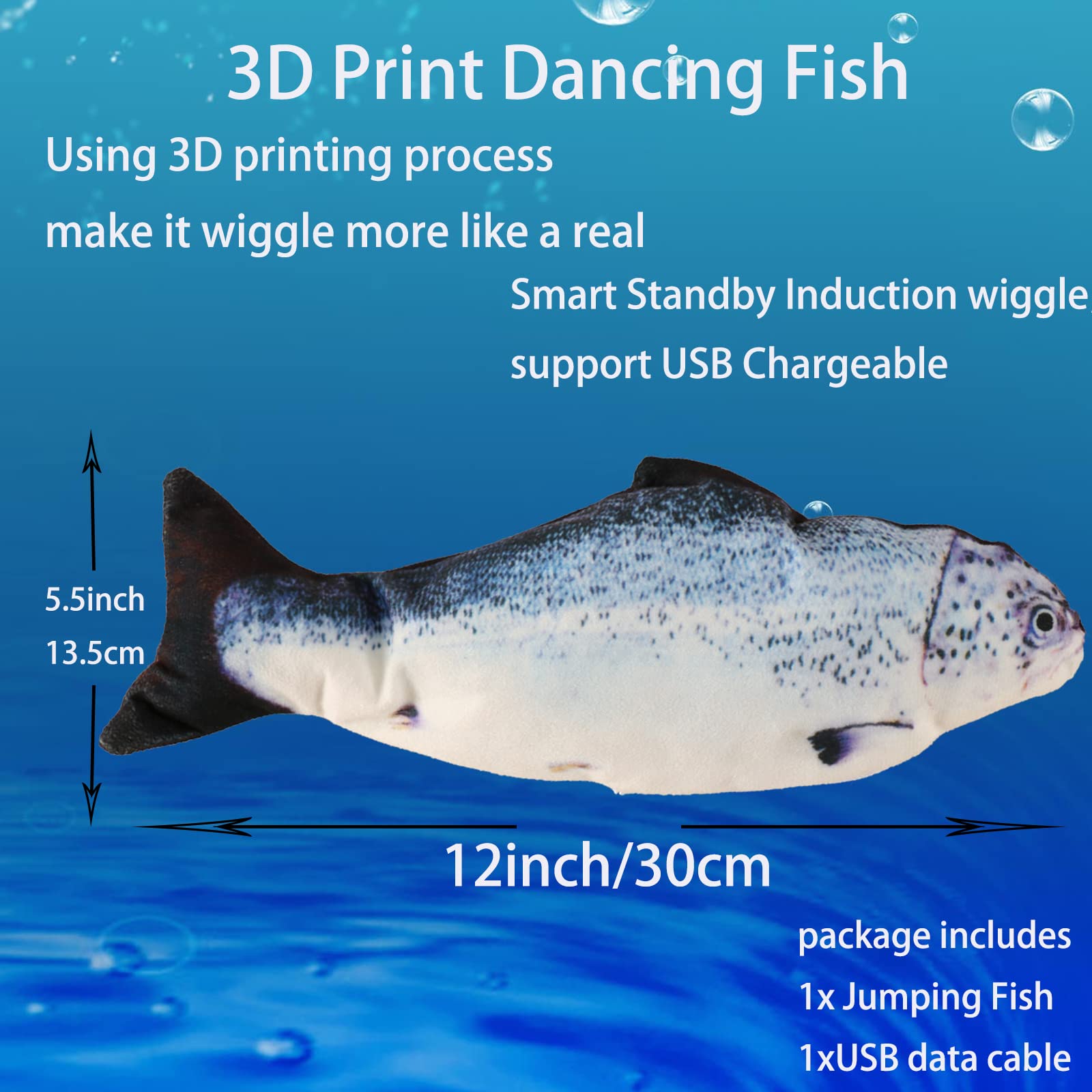 Vaiziq Flopping Fish Electric Moving Dog Fish Toy,Floppy Fish Cat Toy,Cat Toys Interactive Pet Toys For Dog Exercise,Reducing St