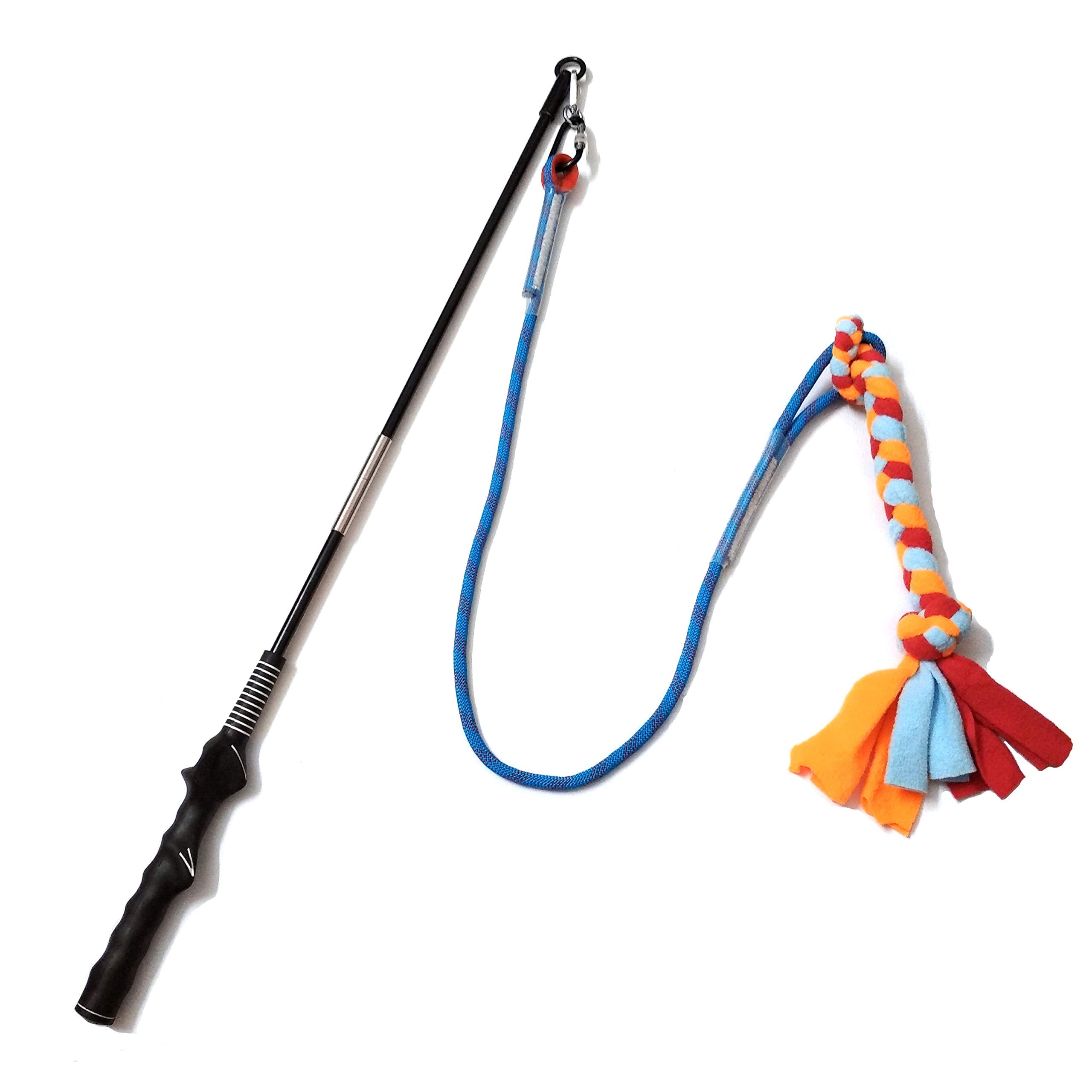 Interactive Flirt Pole Toy for Dogs Chase and Tug of War,Durable Teaser Wand with Pet Fleece Rope Tether Lure Toy to Outdoor Exe