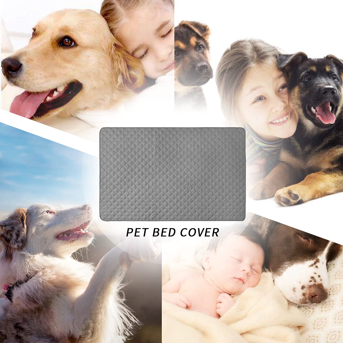 Dog Blankets for Couch Protection Waterproof Dog Bed Covers Pet Blanket Furniture Protector (Grey+Dark Grey, 68x82)