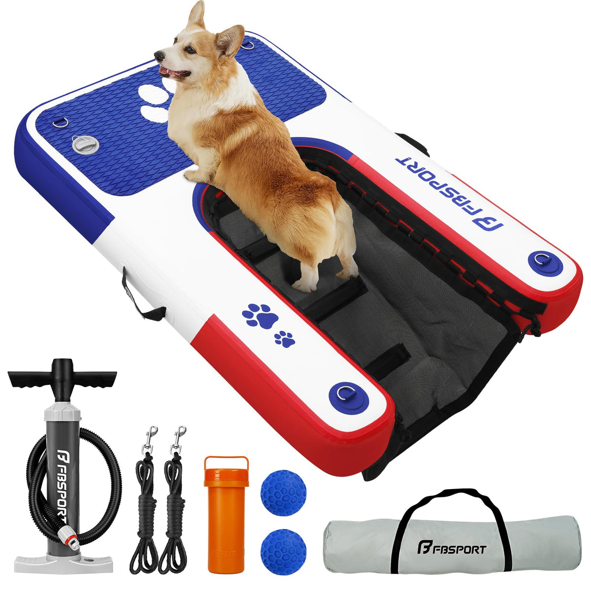 Fbsport Inflatable Dog Boat Ramp Dock Ladder For Boat, Pool - Non-Slip Eva Floating Ladder Up To 220 Lbs