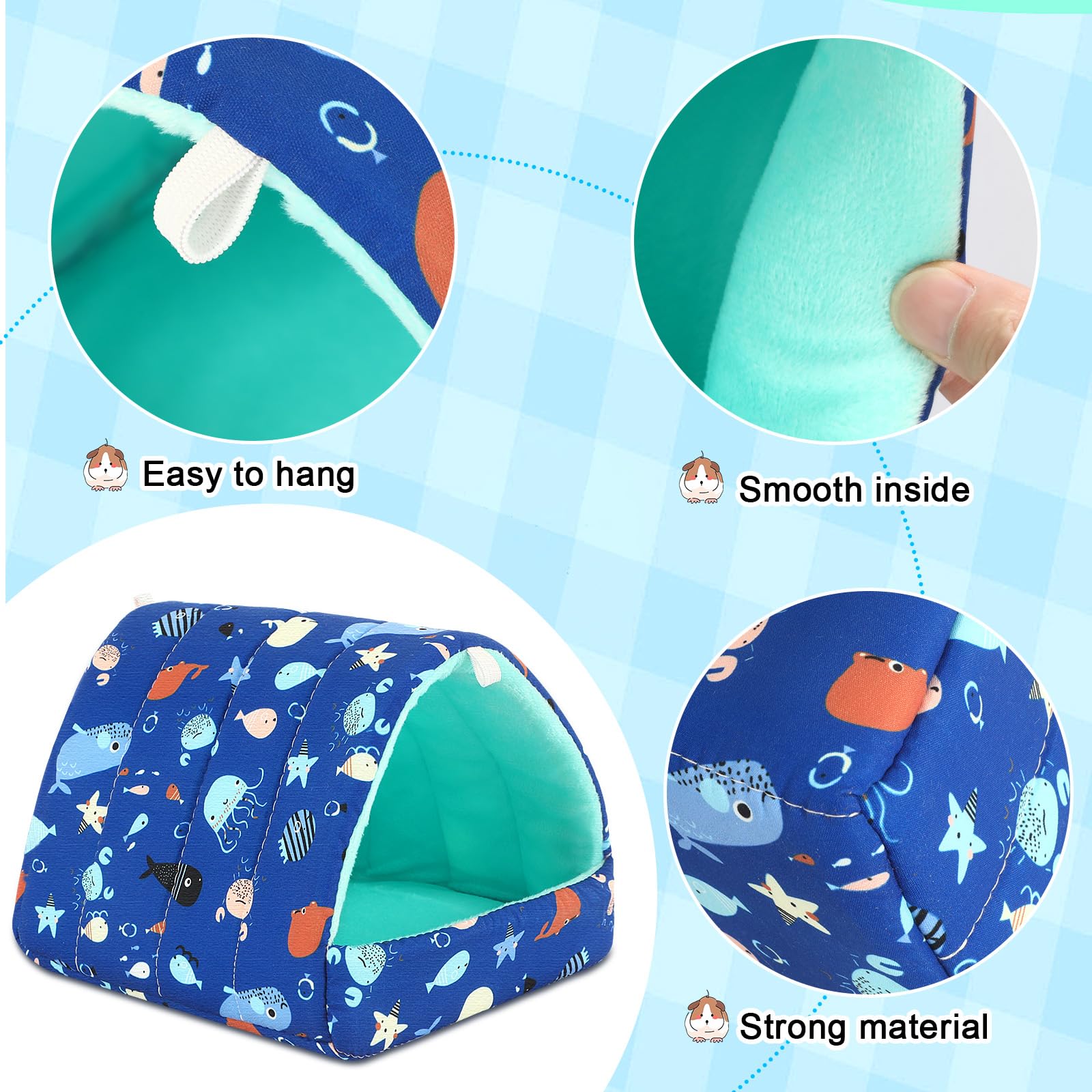 Upins 2Pcs Guinea Pig Hideout,Guinea Pig Bed Houses Washable Small Animal House Cage Accessories For Dwarf Rabbits Chinchillas H