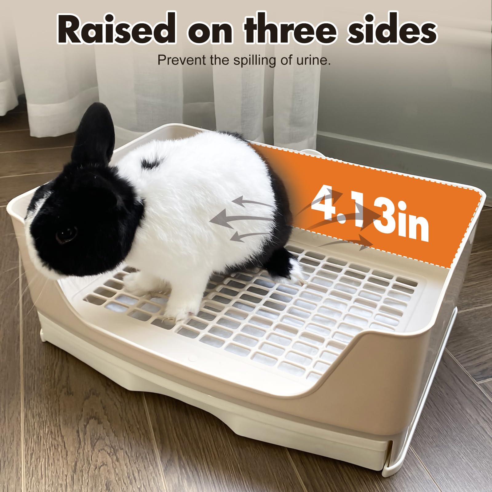 Yuoaes Large Rabbit Litter Box Bunny Potty Training Corner Litter Pan with Drawer Comes with Liners Rabbit Pee Pads, Small Anima
