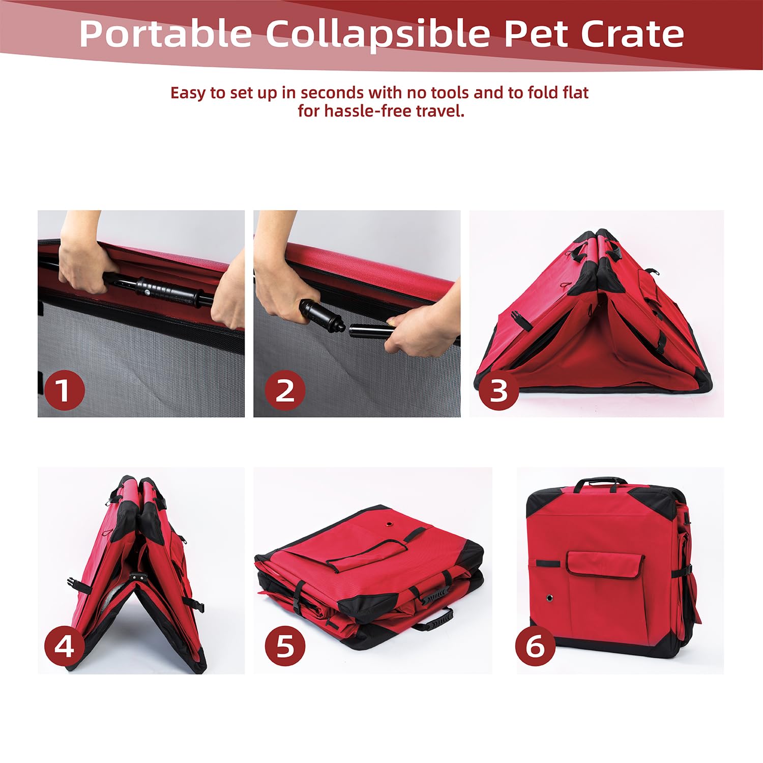 Pettycare 42 Inch Collapsible Dog Crate With Curtains Travel Dog Crate For Airflow And Calm Soft Pet Kennel With Portable Bag An