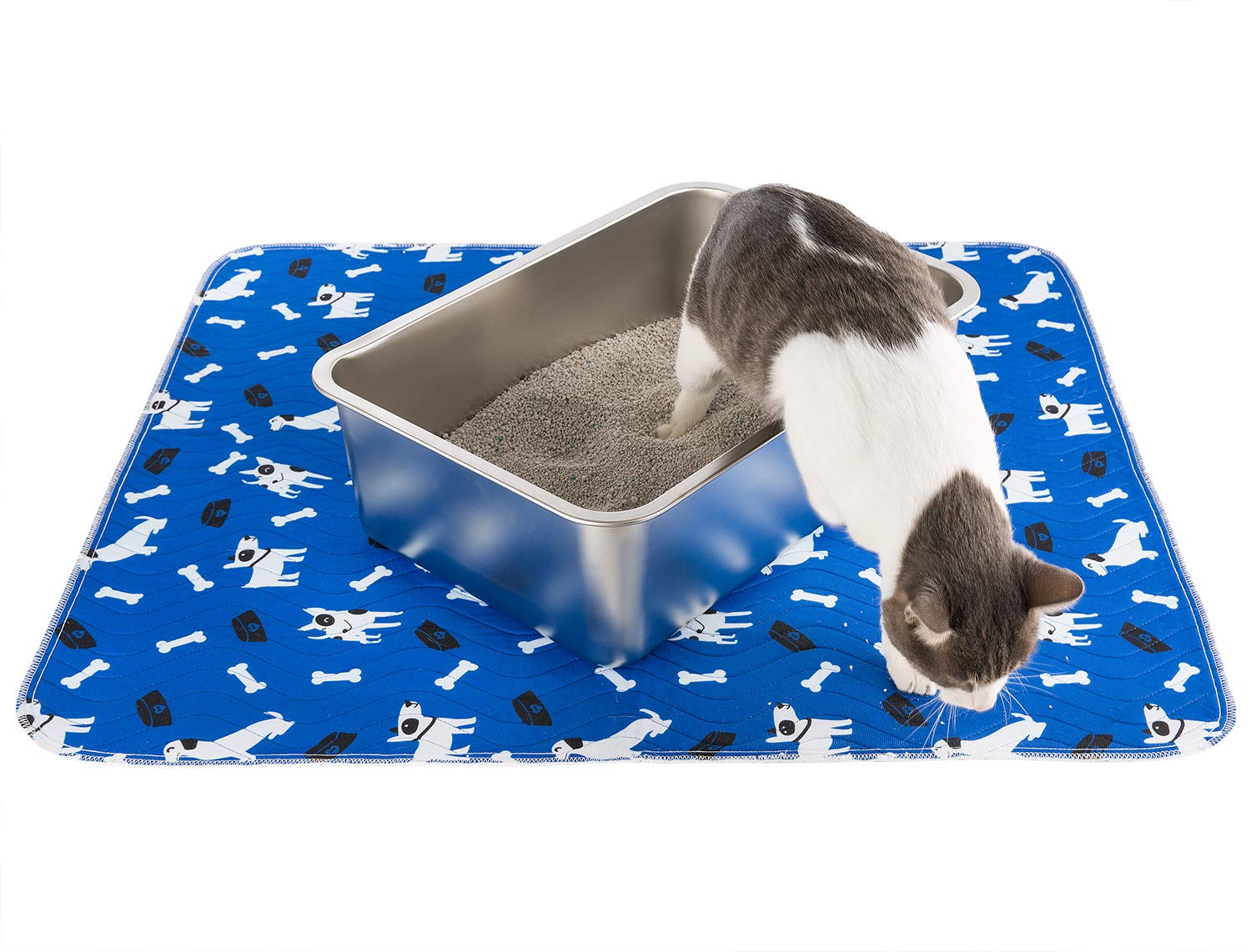 Yangbaga Stainless Steel Litter Box For Cat And Rabbit, Odor Control Litter Pan, Non Stick, Easy To Clean, Rust Proof, Large Size With High Sides And Non Slip Rubber Feet