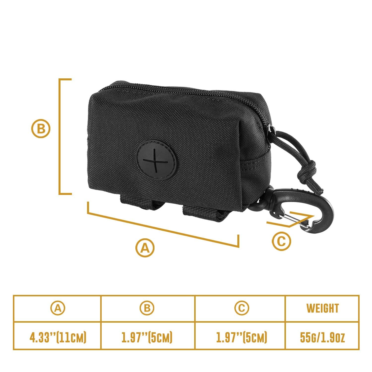 Onetigris Doggy Poop Bag Holder Zipper Dog Waste Bag Pouch Leash Attachment For Walking Training Running Hiking