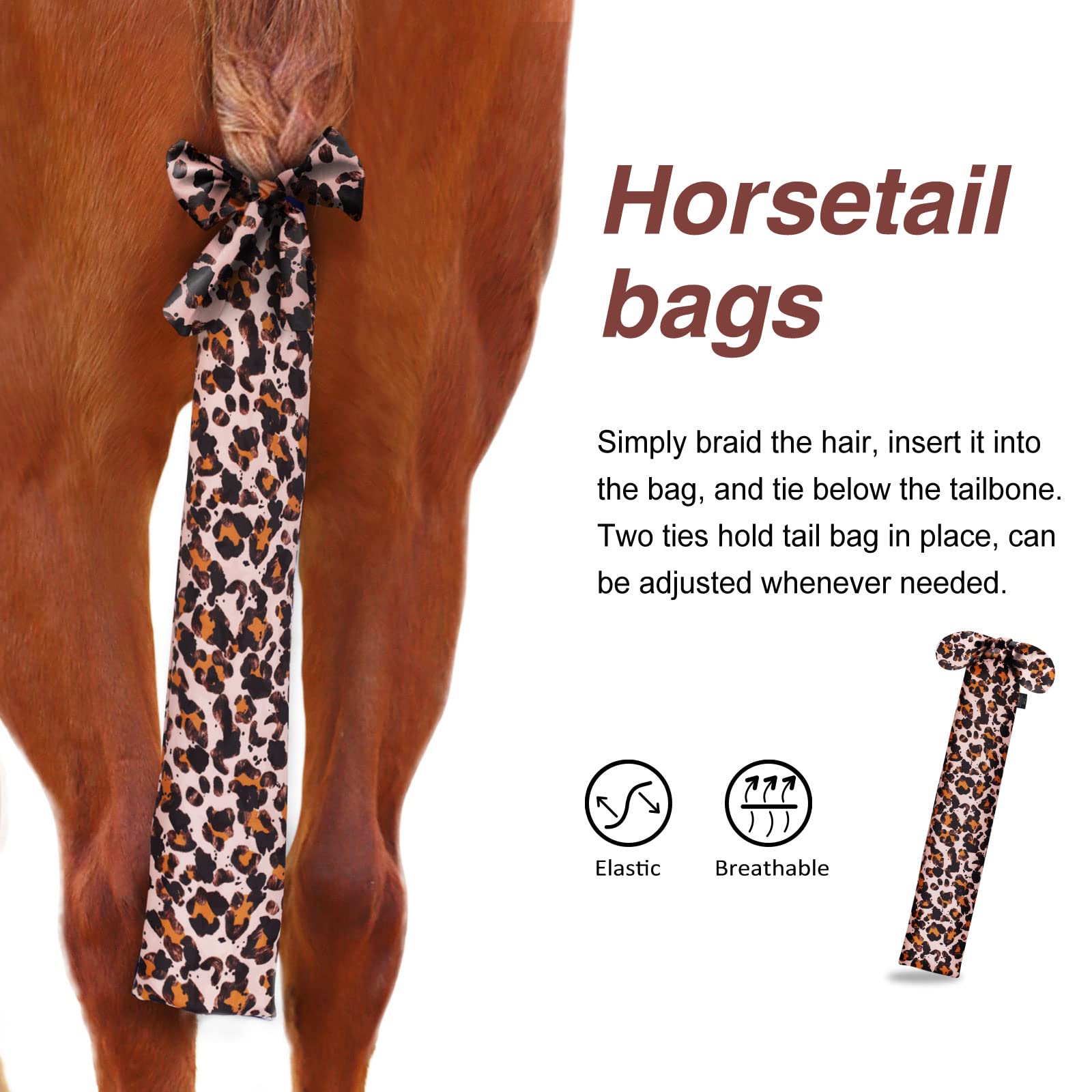 Harrison Howard Stretchy Tail Bag Breathable Horse Tail Guard Slip on Design Protect Horse Tail 2 Strand Closure Straps Keep Tai