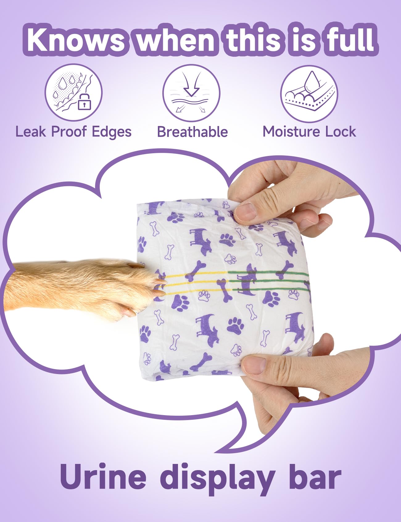 MICOOYO Disposable Dog Diapers Female, Doggie Diapers for Dogs Female, Super Absorbent Pet Diapers Foam Tail Hole Female Dog Dia