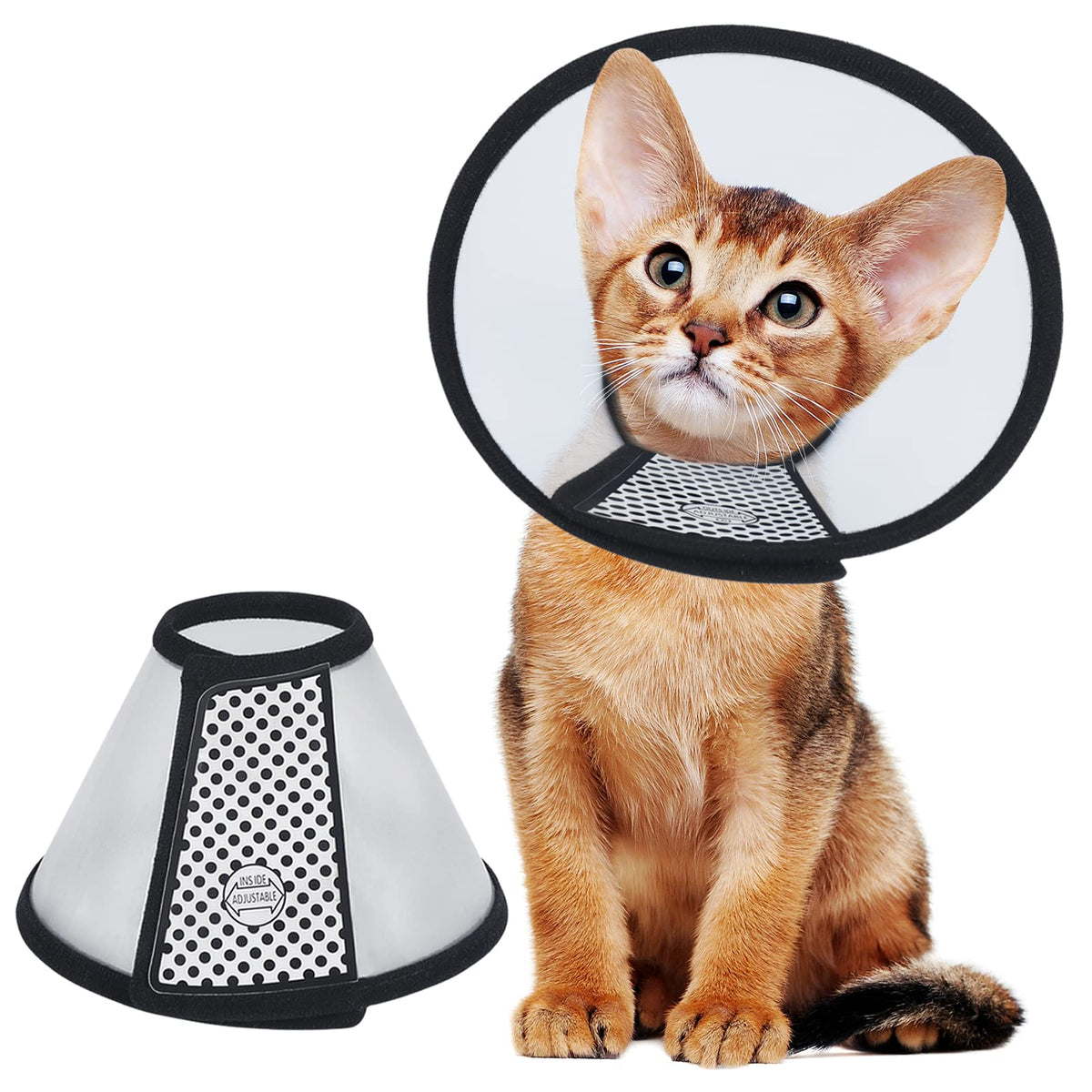 Vivifying Cat Cone, Adjustable Recovery Pet Cone, 6.1 Inches Lightweight Plastic Elizabethan Collar For Small Cats, Kittens And 