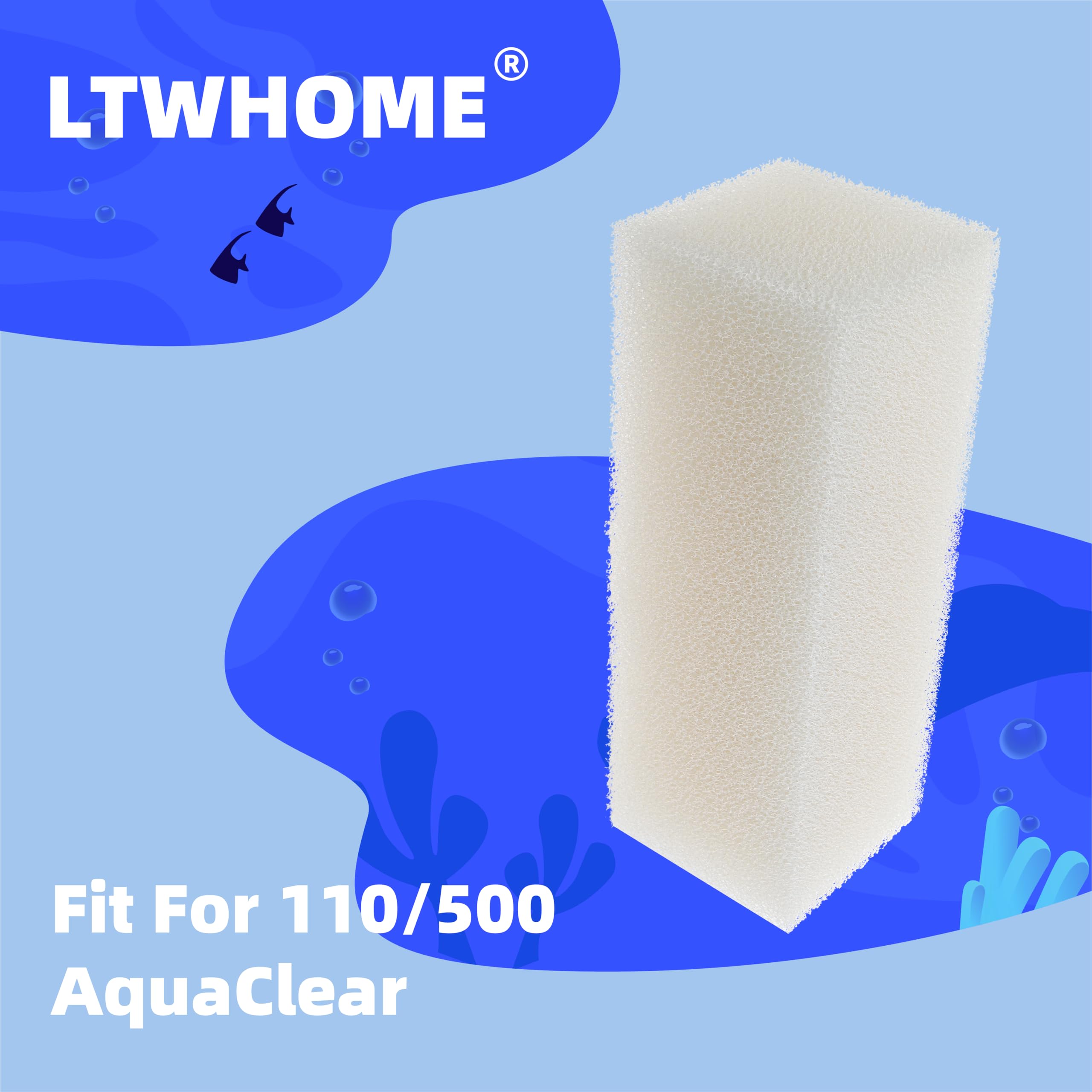 Ltwhome Foam Filter Pads Fit For Aqua Clear 110/500 Aquaclear(Pack Of 6)